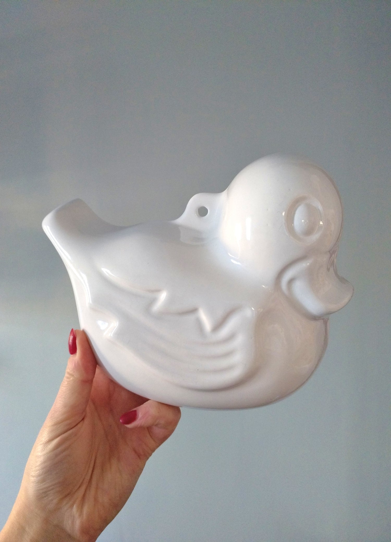 Ancien moule canard à pudding mural en porcelaine - cetaitmieuxavant