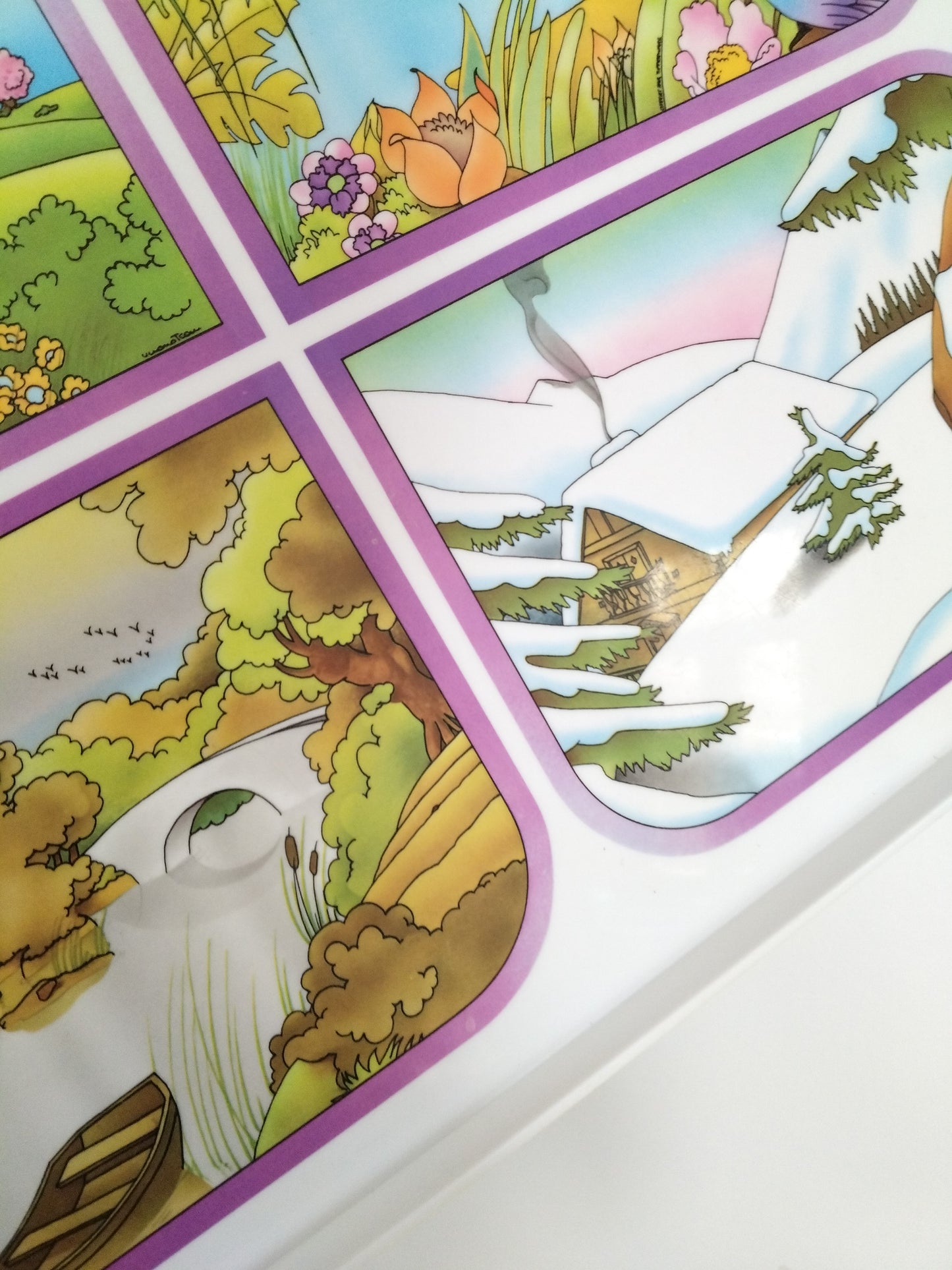 Plateau "les quatre saisons" en plastique par Tupperware 80's