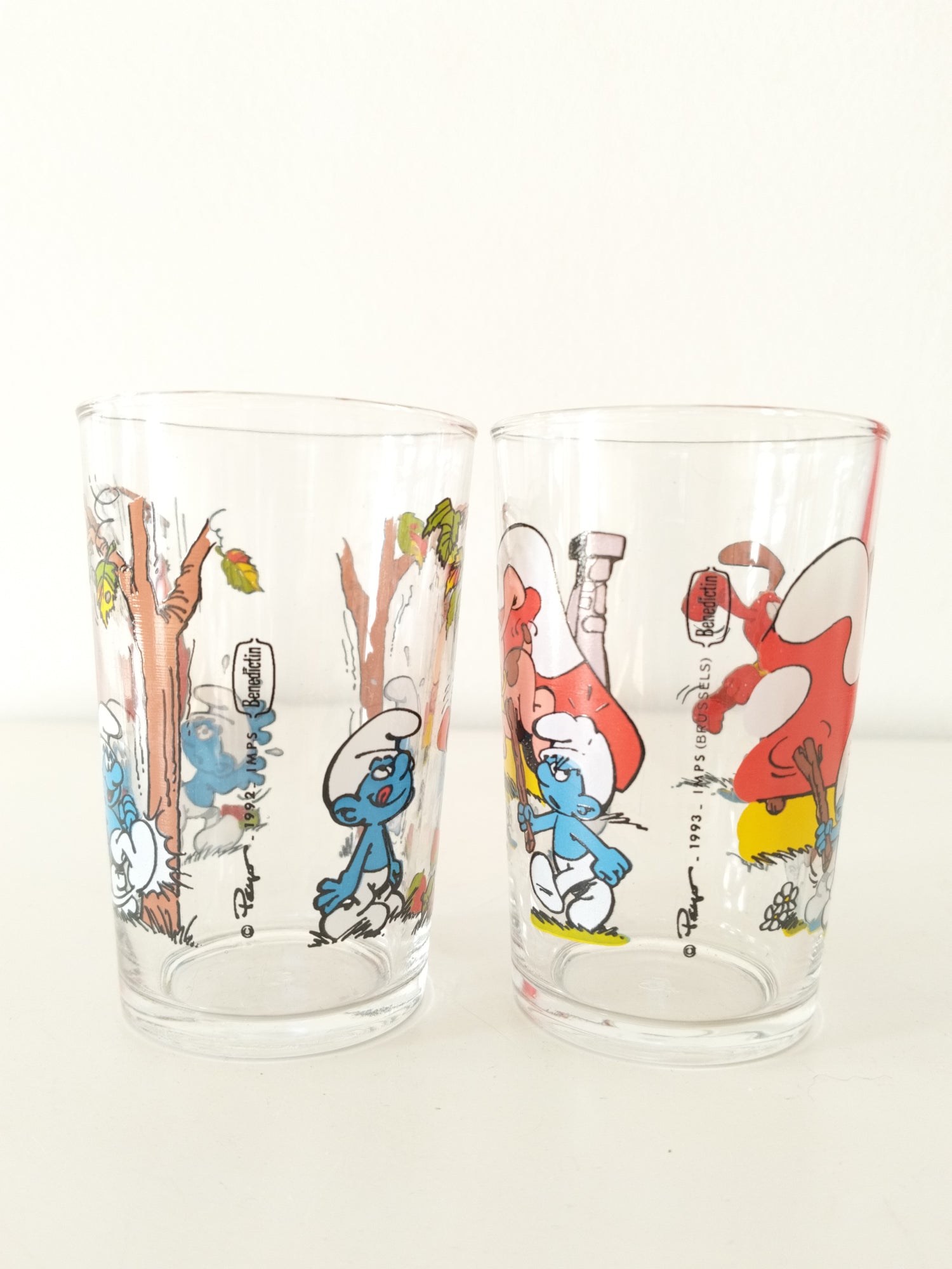 Verre publicitaire Bénédictin Schtroumpfs Peyo 1992-1993 au choix - cetaitmieuxavant