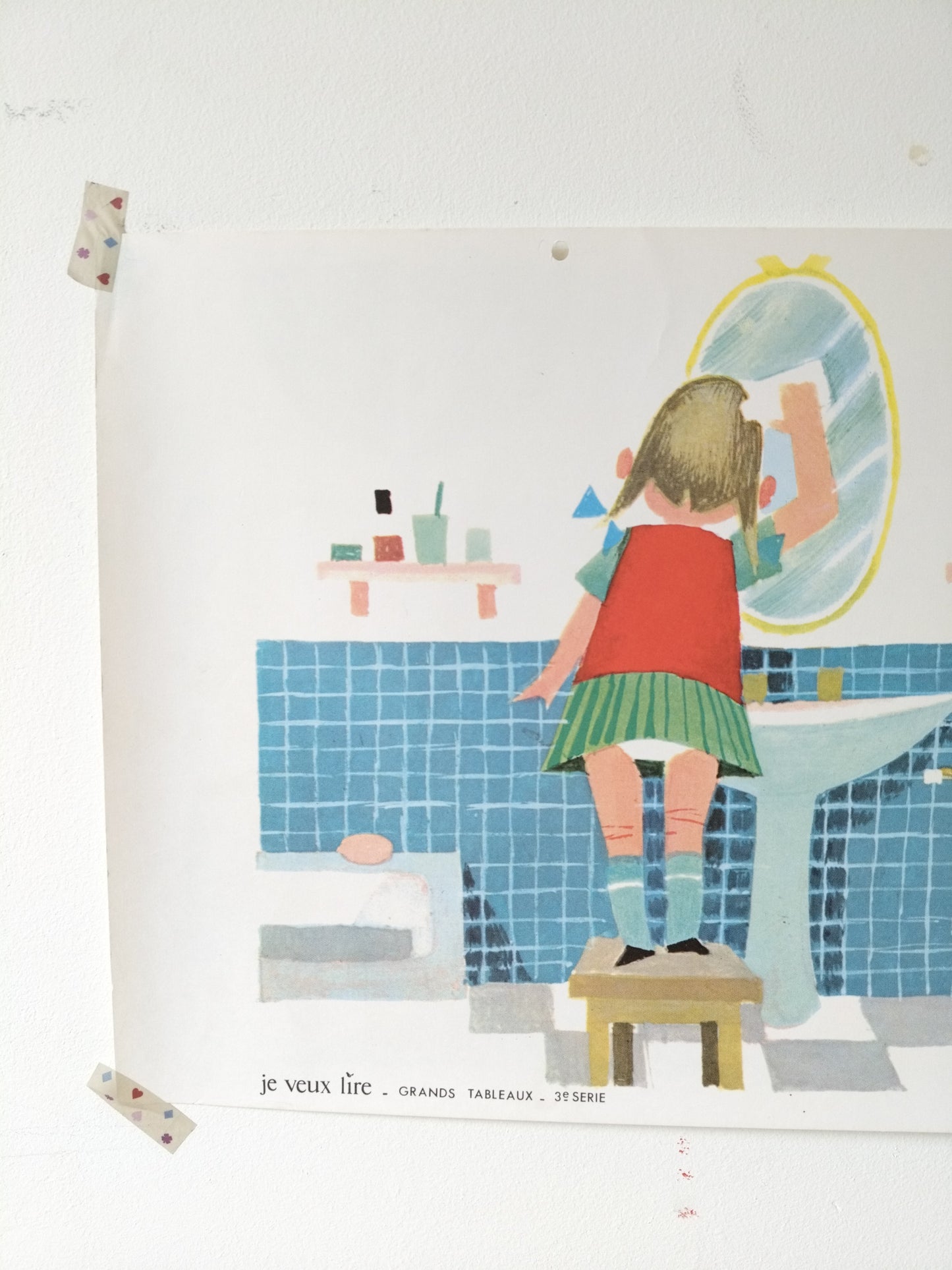 Ancienne affiche scolaire recto verso "je veux lire" 39 Hachette Rossignol