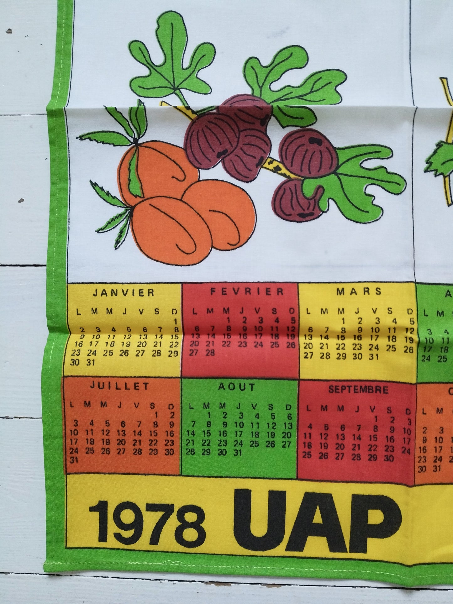 Torchon de cuisine calendrier 1978 UAP Sequanaise