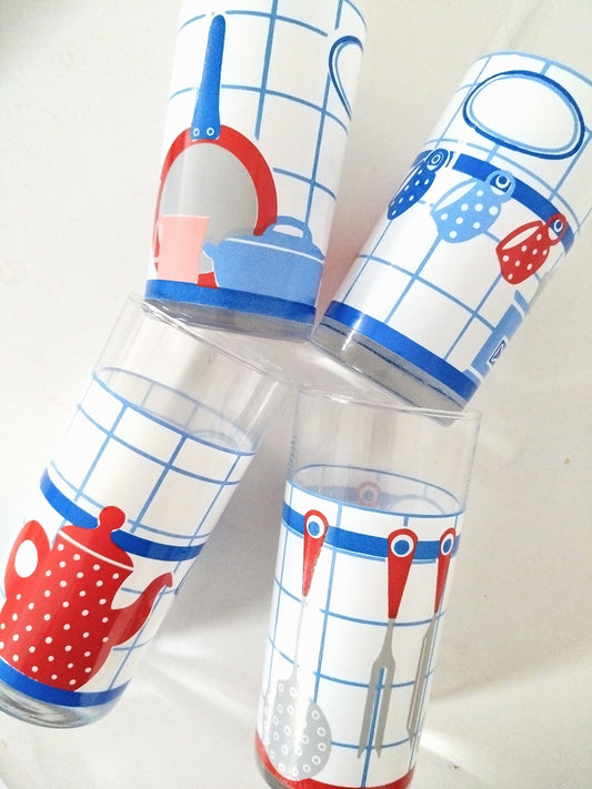 Ensemble de 4 verres décor kitchen