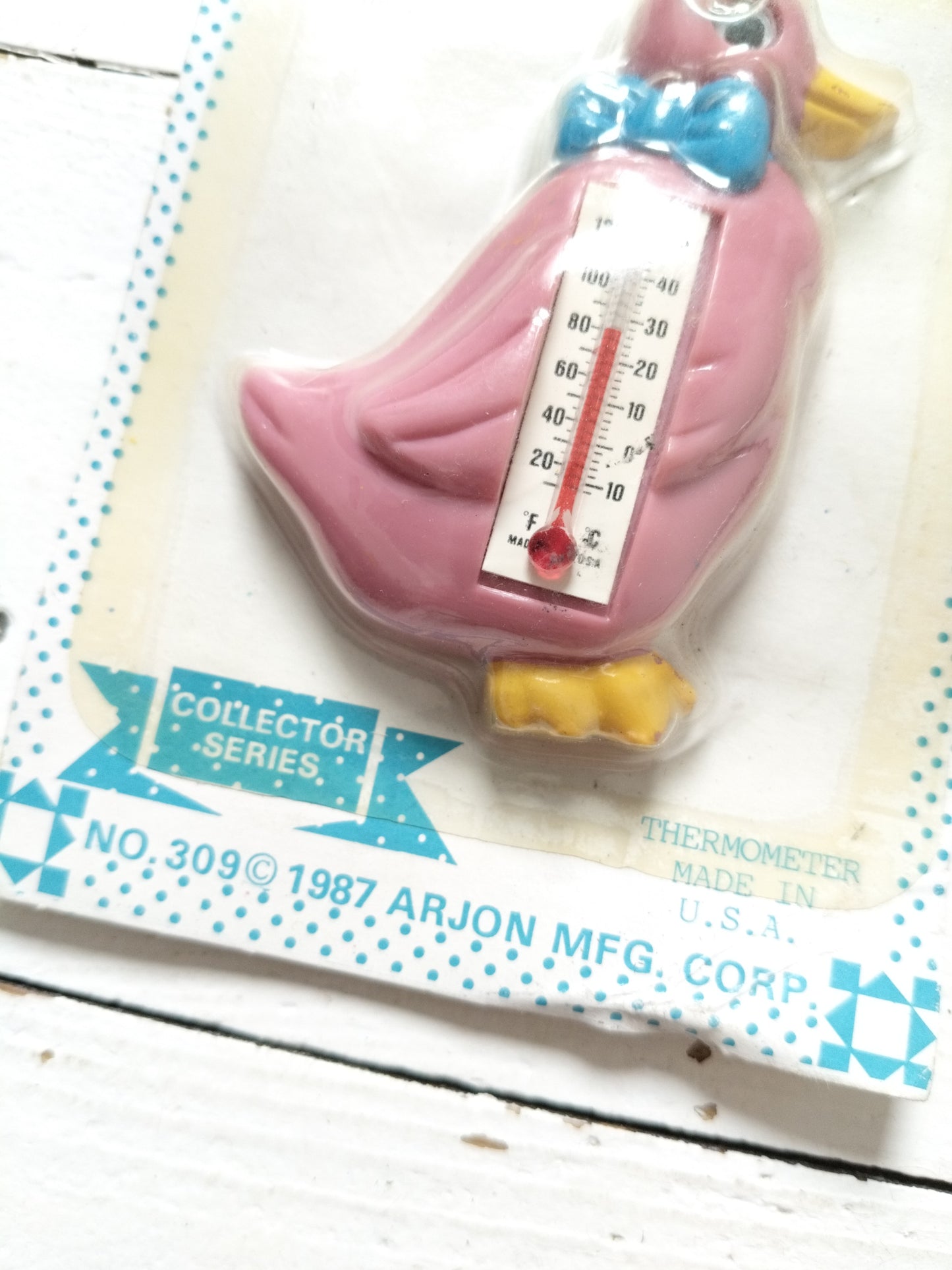 Thermomètre magnétique ou trio de magnets oie Arjon made in Hong Kong 1987