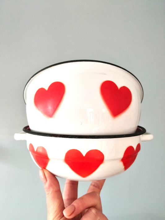 Bol ou petit plat en émail décor ❤️ Emo Celje made in Yougoslavie au choix