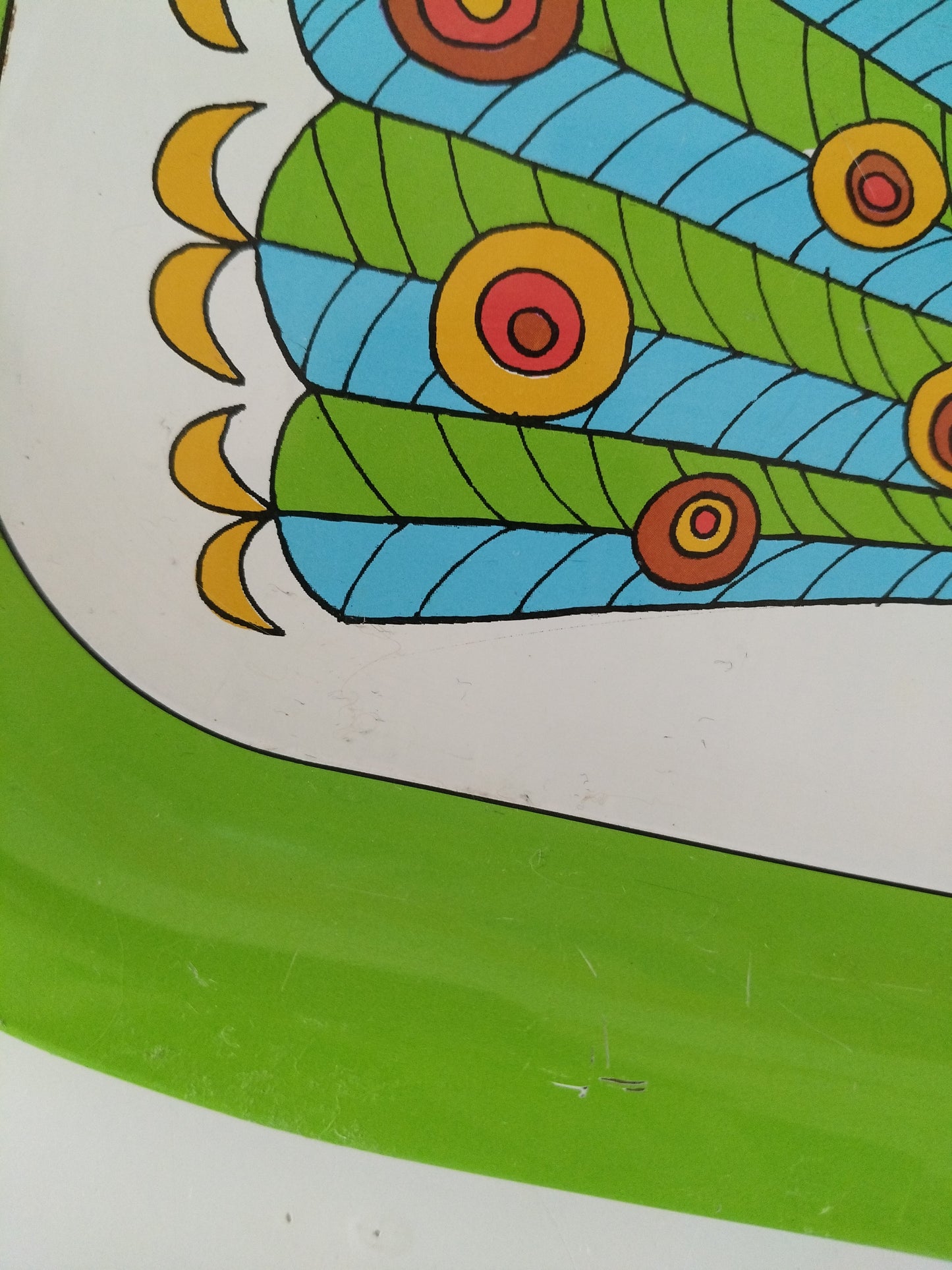 Plateau métallique paon publicitaire Préfontaines Edery