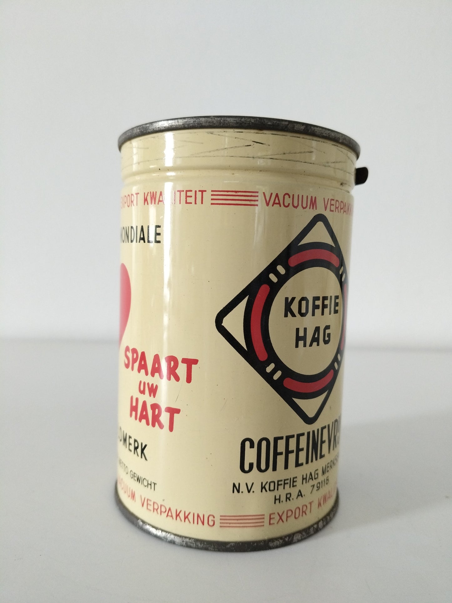 Ancienne boîte métallique scellée café Hag 50's