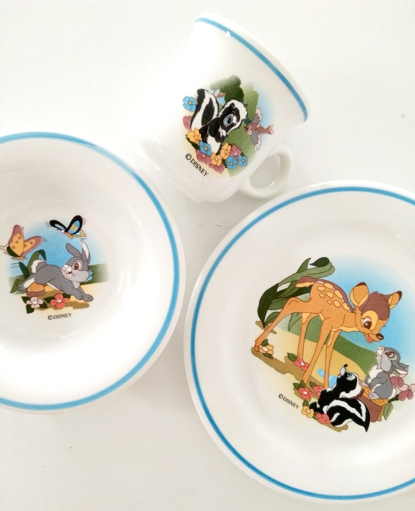 Set 3 pièces petit déjeuner enfant porcelaine Bambi Ceramica Quadrifoglio Italie