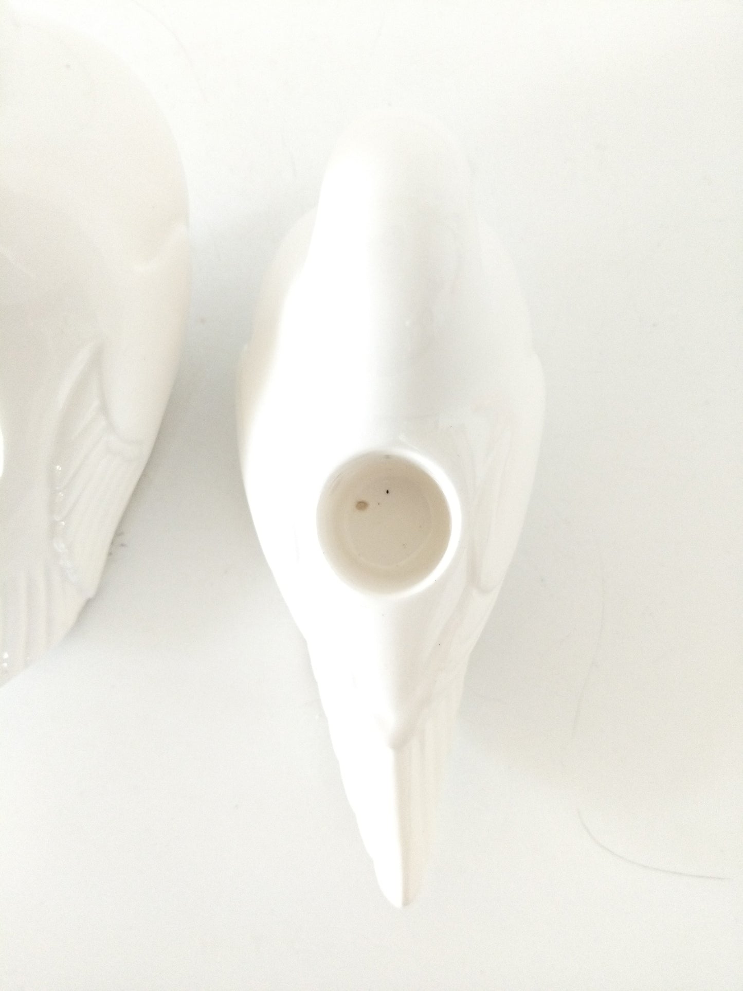 Duo de bougeoirs colombe en céramique