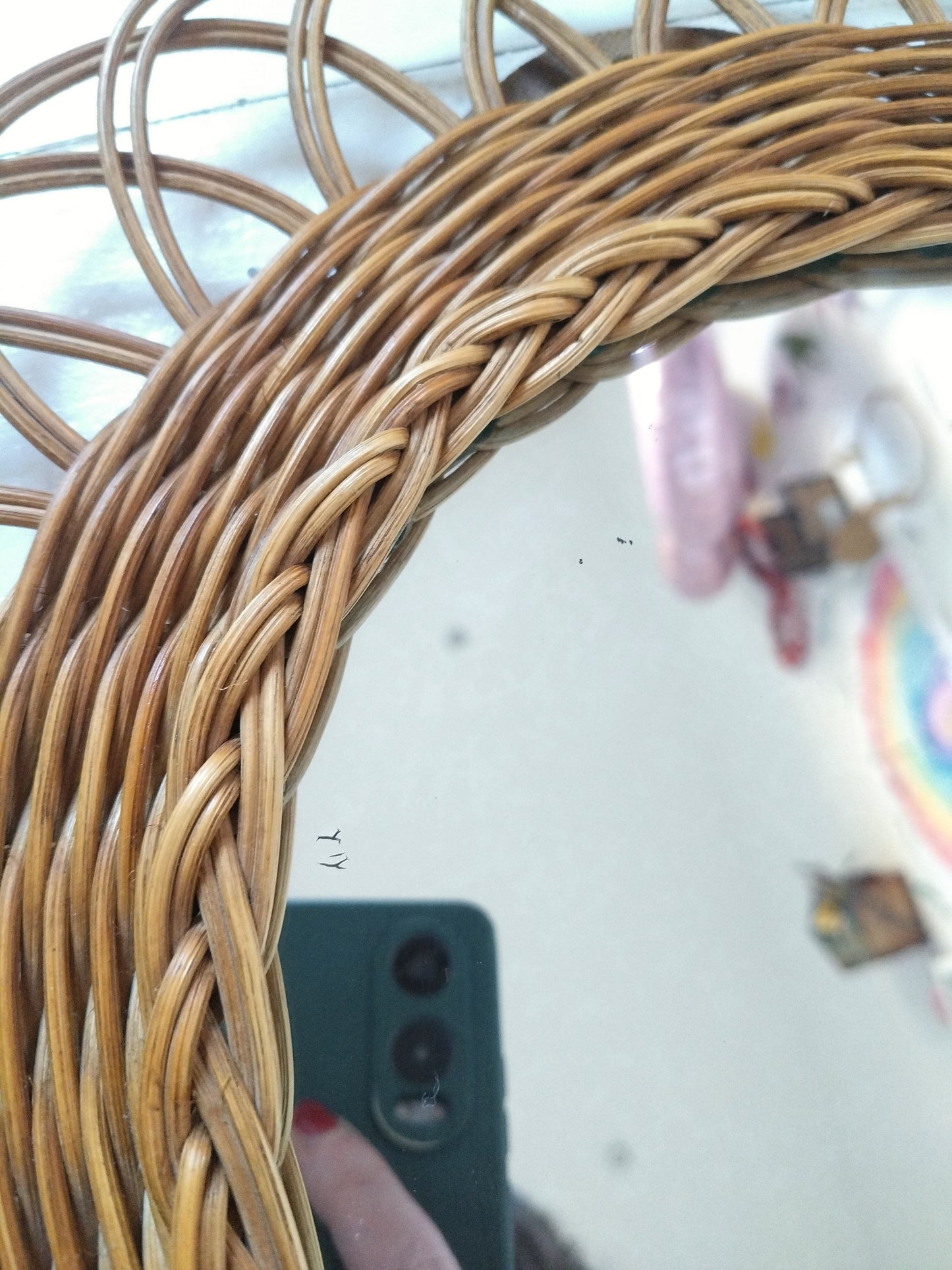 Miroir vintage osier rotin