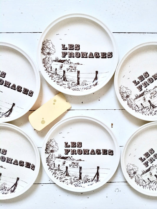 Ensemble de 6 assiettes à fromage en faïence de Gien