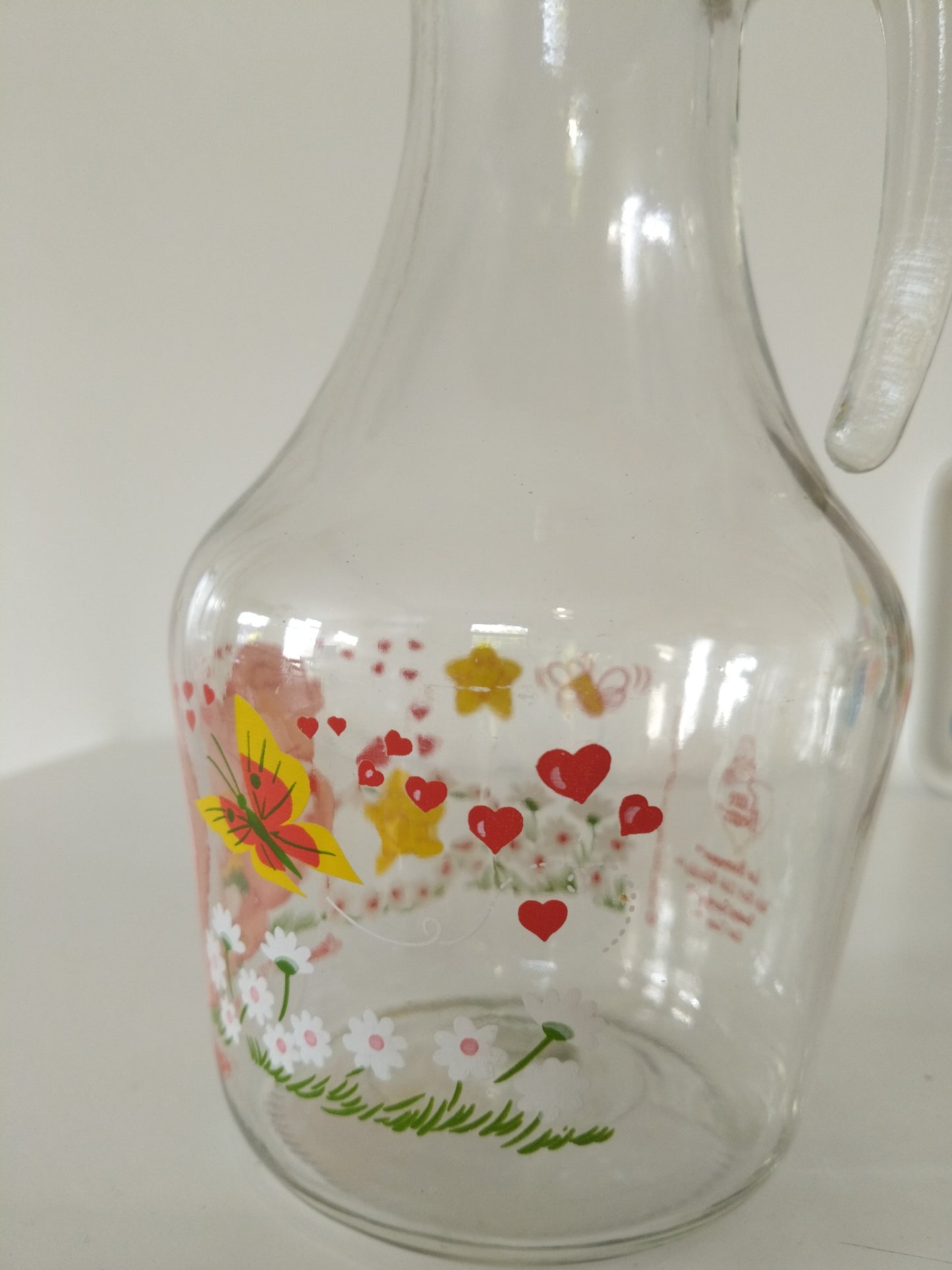 Carafe pichet cruche en verre Care Bears Les Bisounours Cheer Bear Grosfarceur 1985