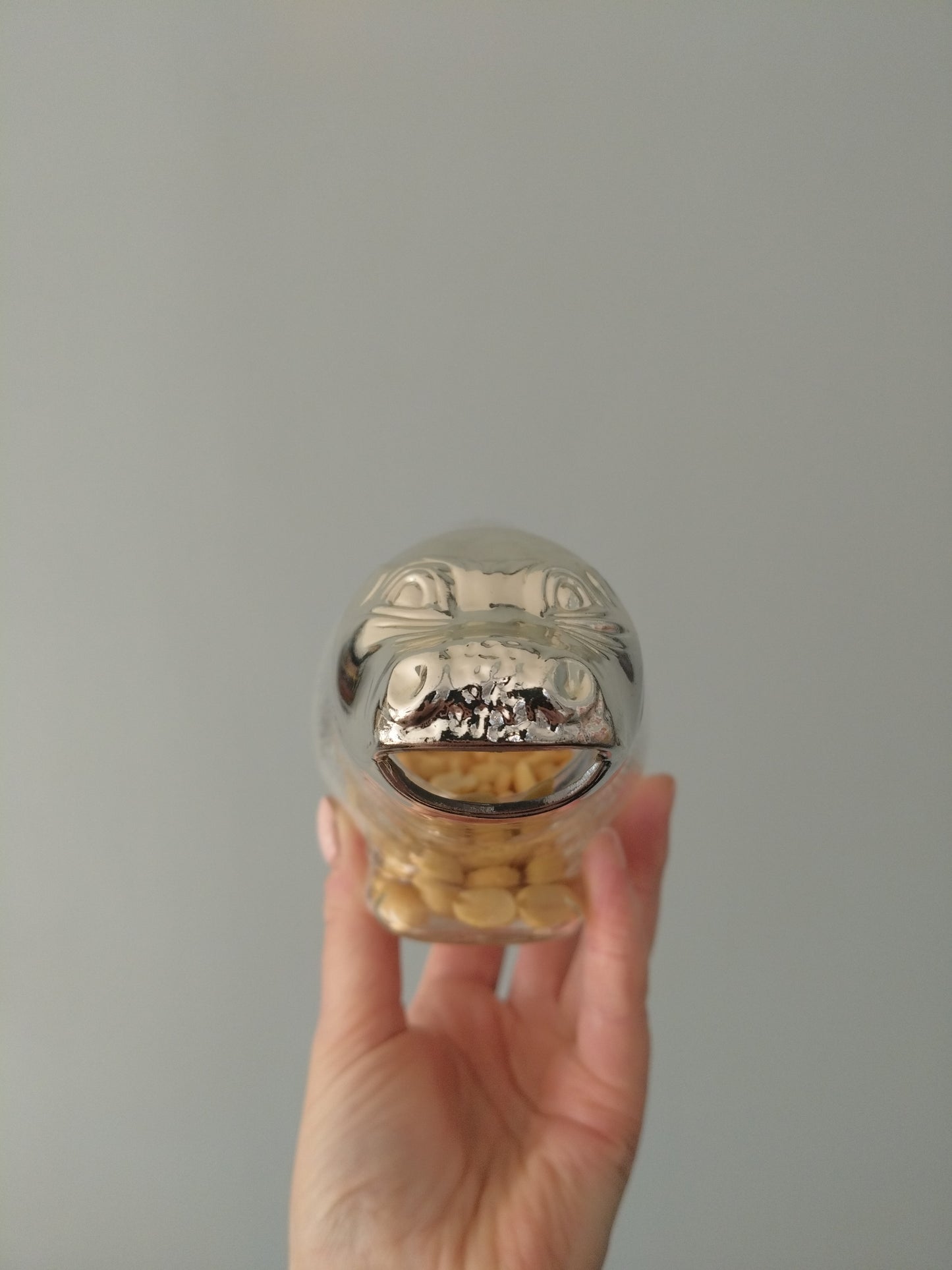 Distributeur de cacahuètes/ sucre/ bonbons hippopotame en verre