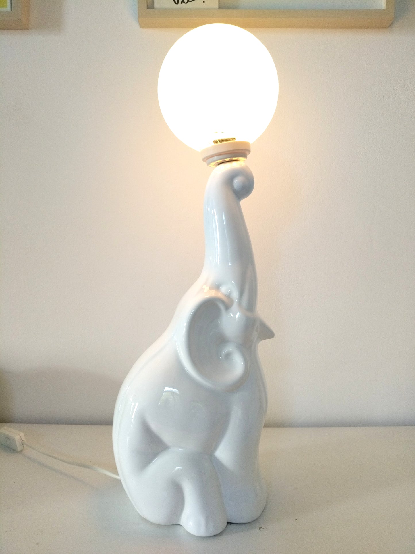 Grande lampe éléphant vintage  en céramique