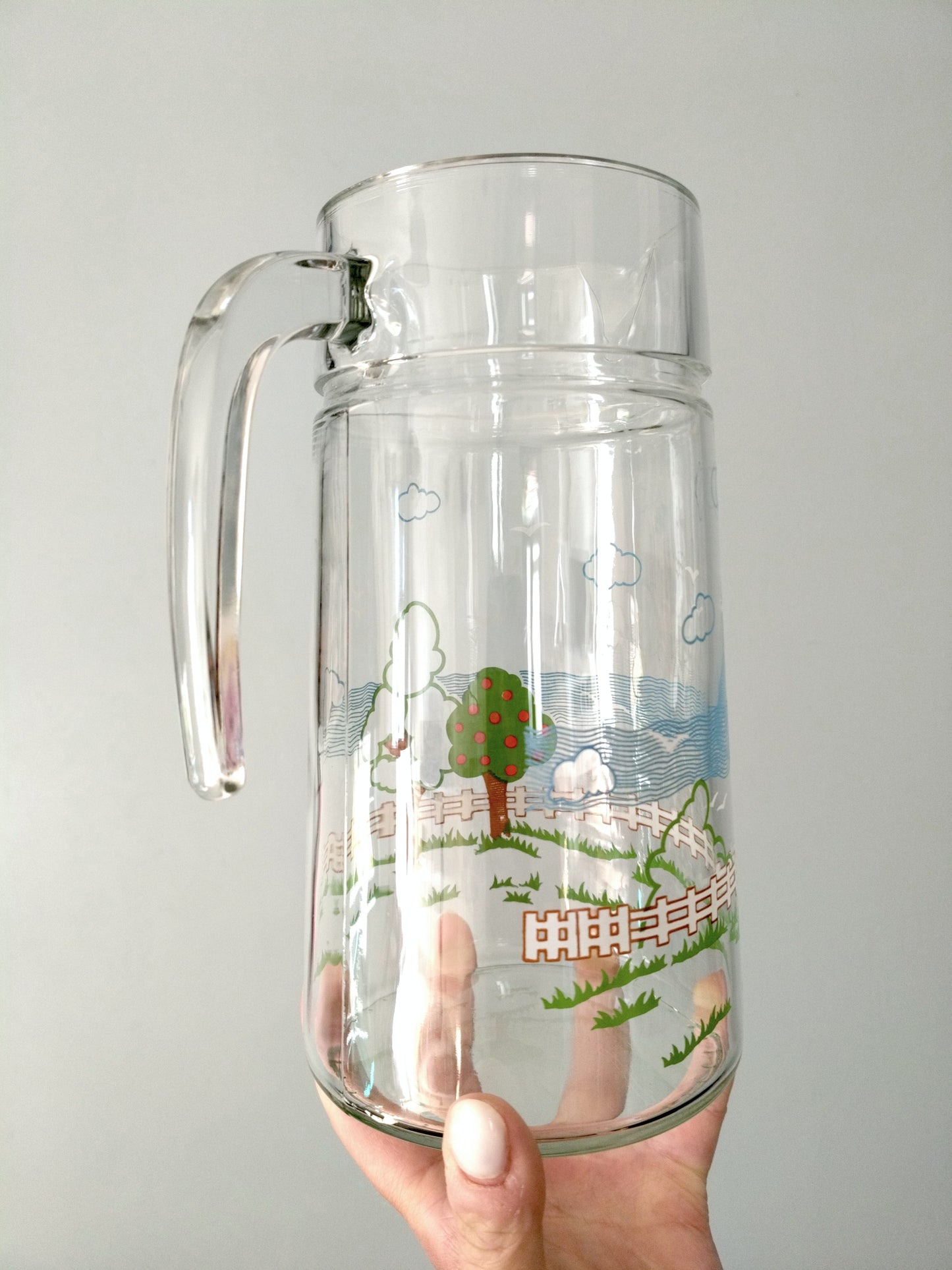 Carafe pichet cruche en verre Duralex décor campagnard