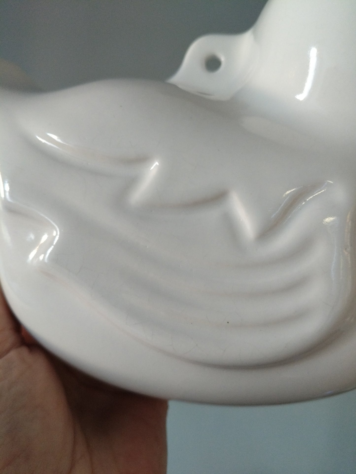 Ancien moule canard à pudding mural en porcelaine - cetaitmieuxavant