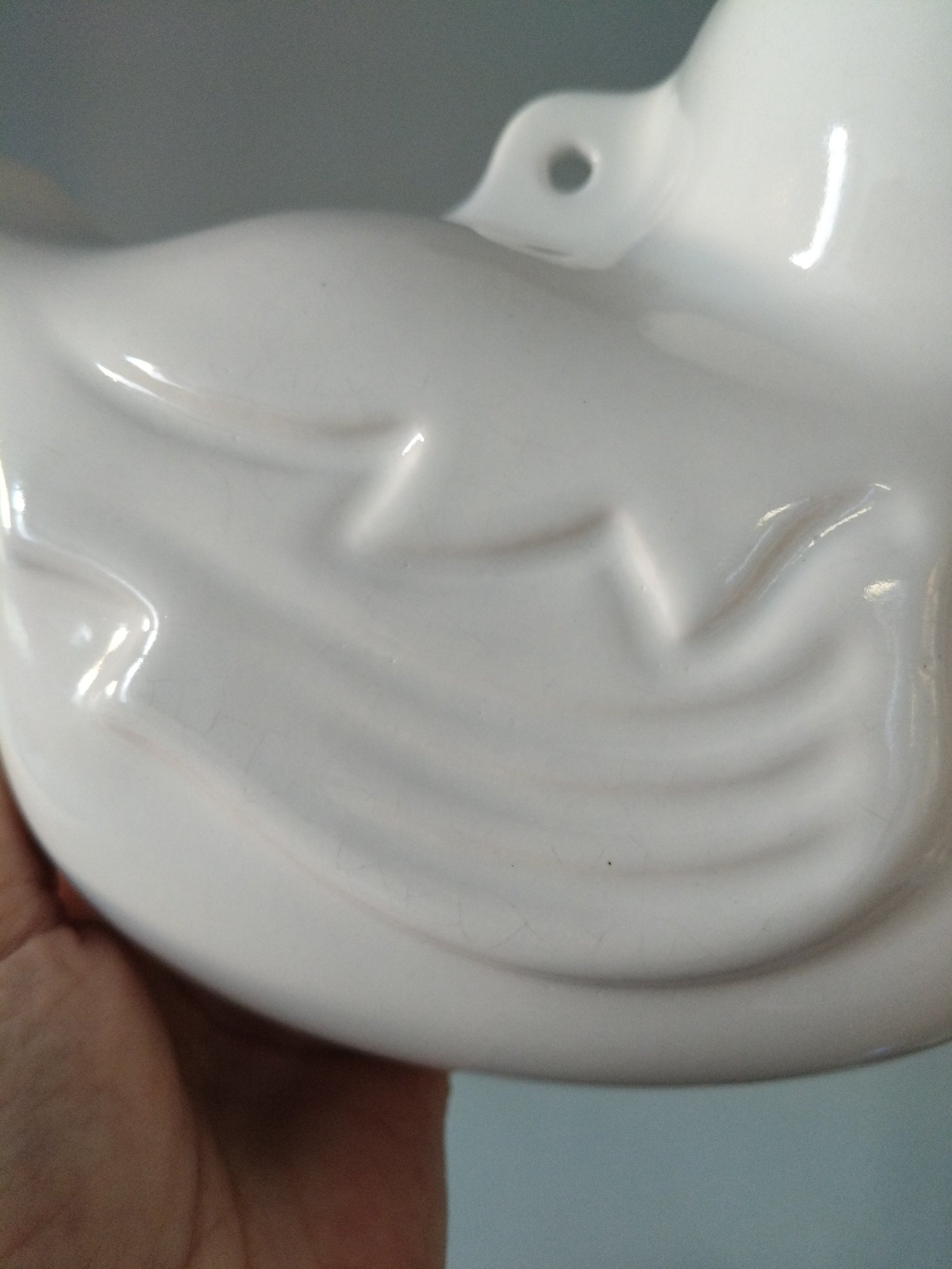 Ancien moule canard à pudding mural en porcelaine - cetaitmieuxavant