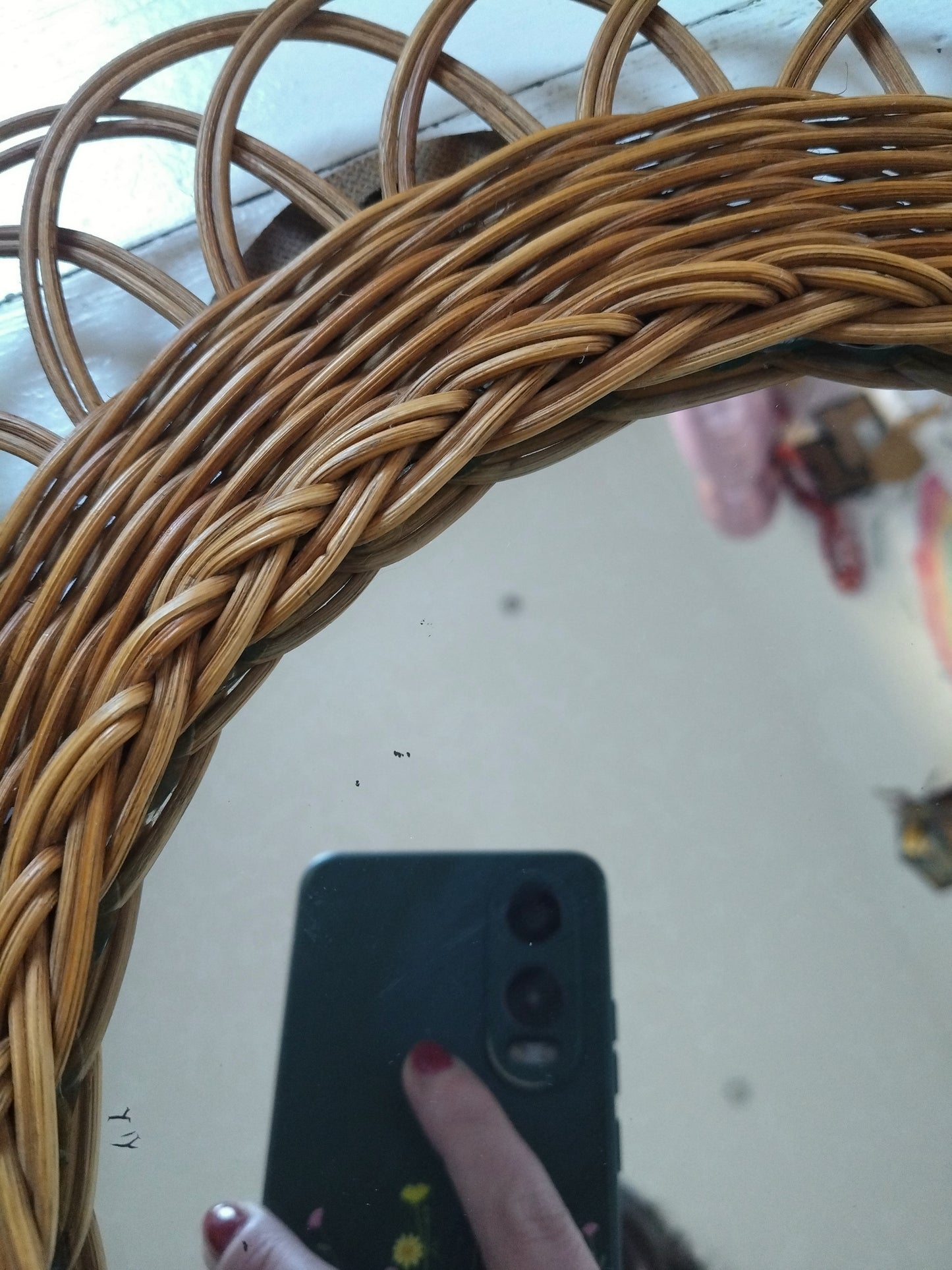 Miroir vintage osier rotin