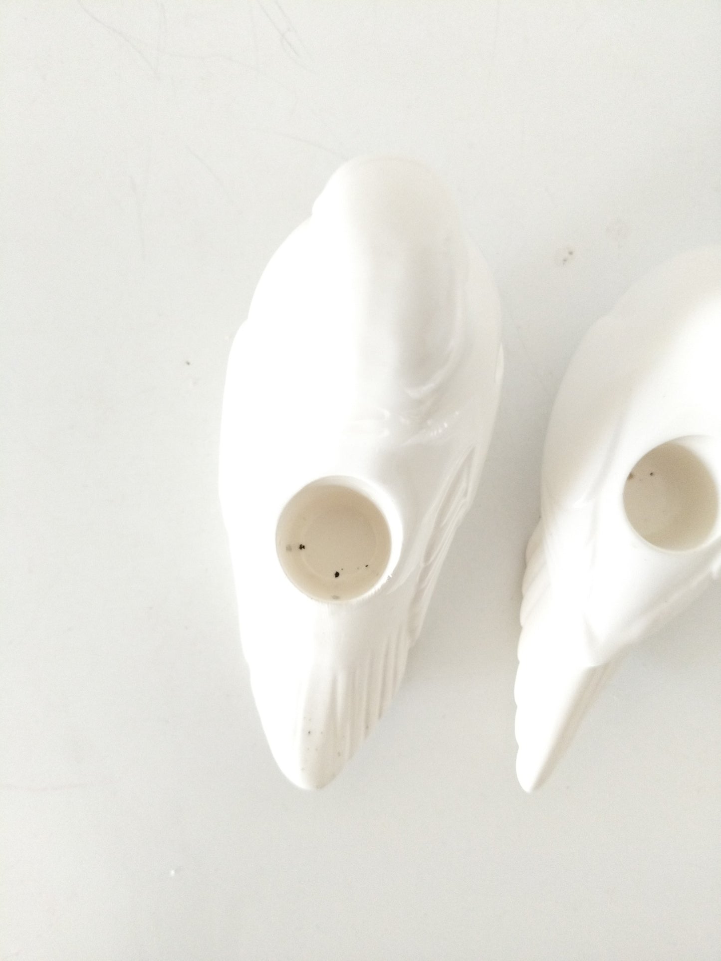 Duo de bougeoirs colombe en céramique