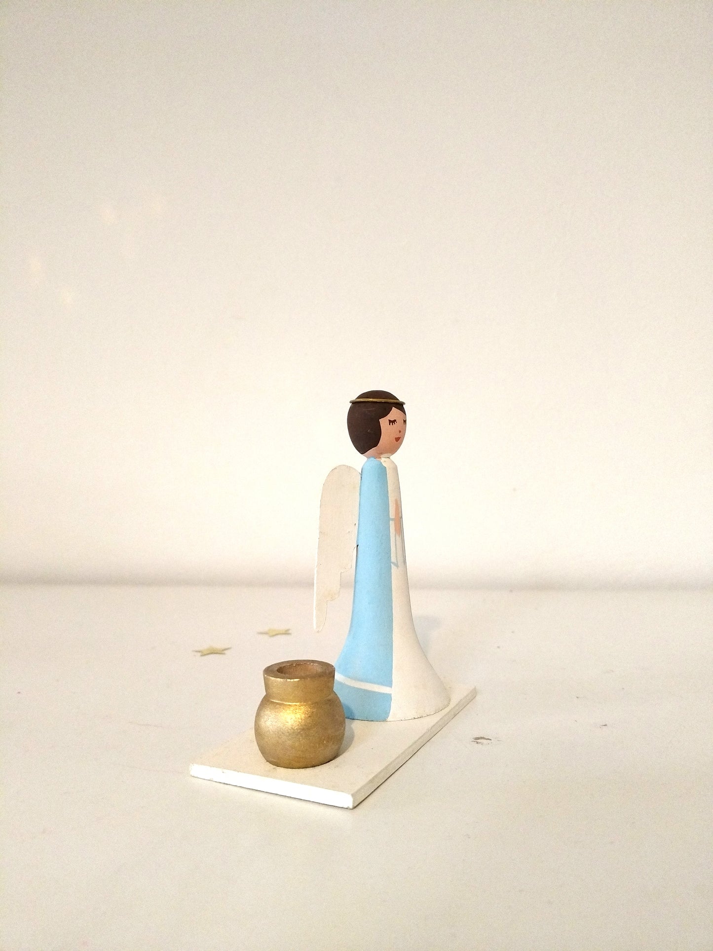 Bougeoir ange en bois Bo-Svensk Hemslöjd Suède Sweden à l'unité