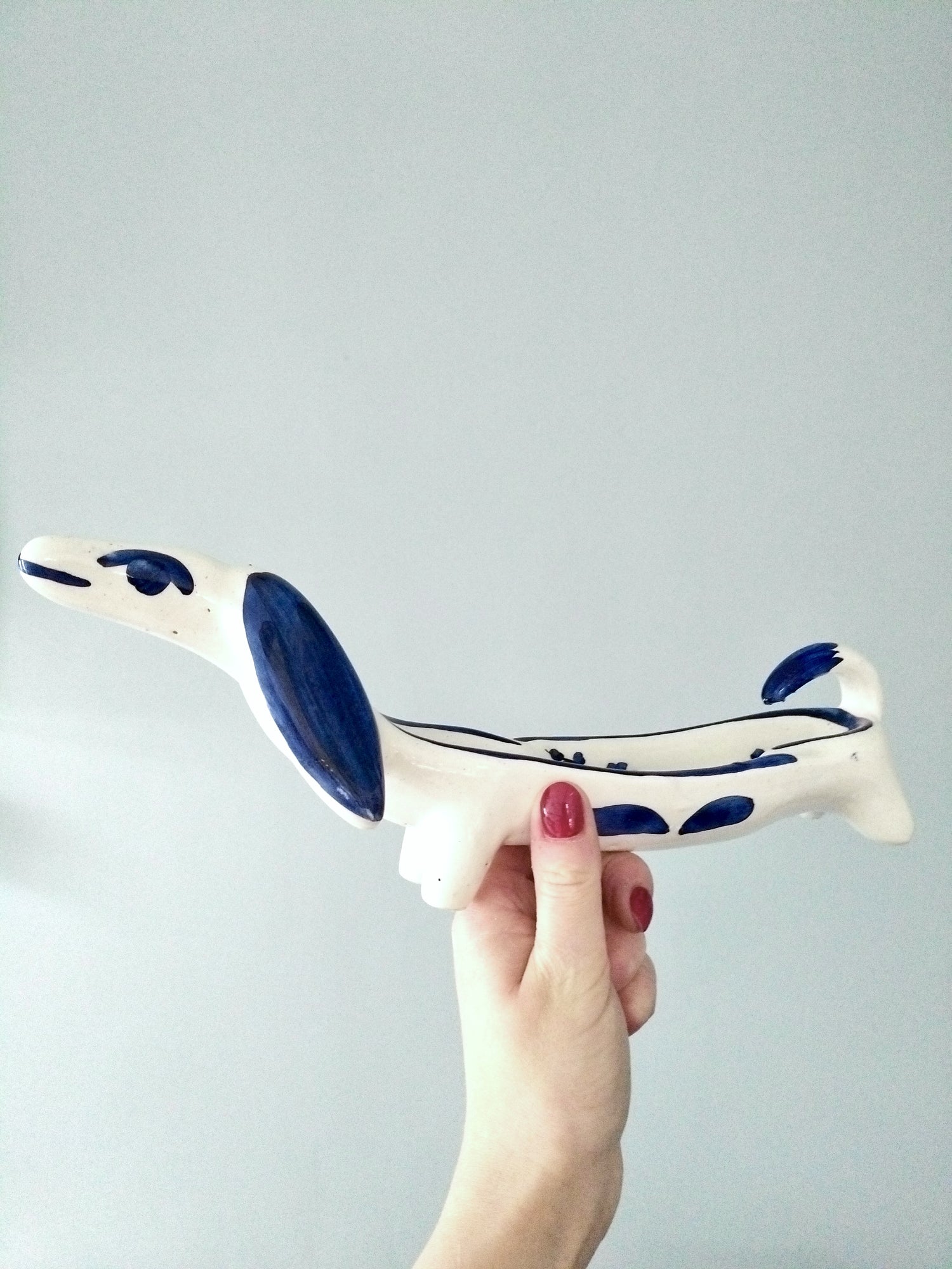 Cendrier/ vide-poches/ porte-bijoux chien saucisse teckel en céramique - cetaitmieuxavant