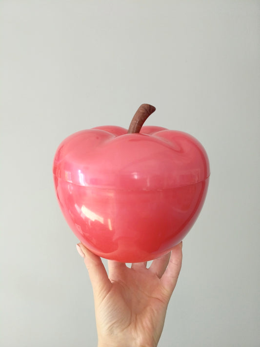 Boîte pomme en plastique framboise nacré