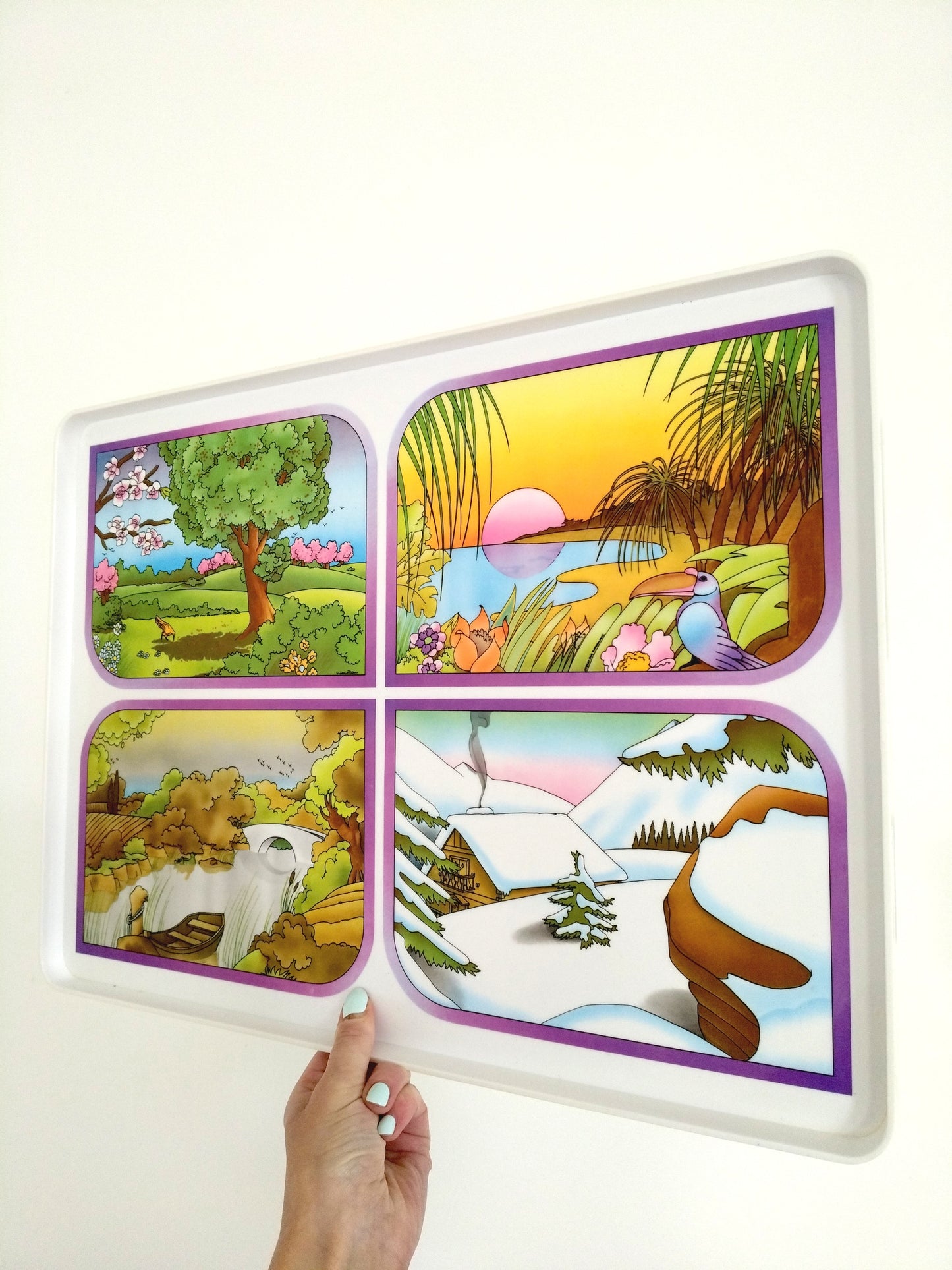 Plateau "les quatre saisons" en plastique par Tupperware 80's