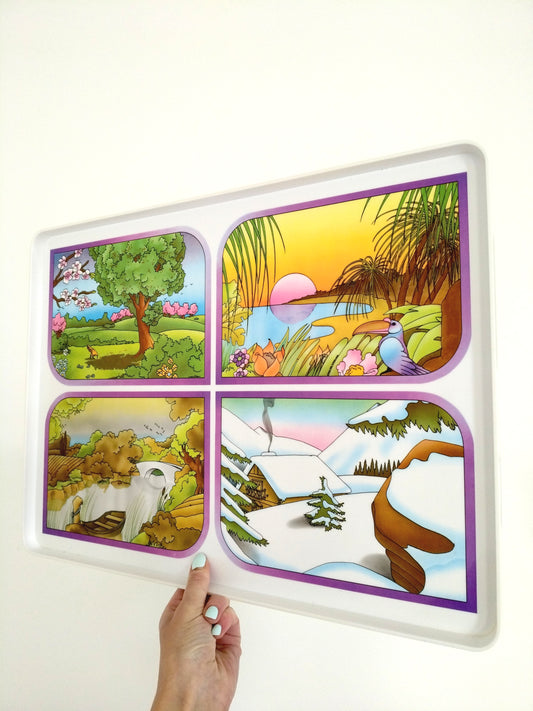 Plateau "les quatre saisons" en plastique par Tupperware 80's