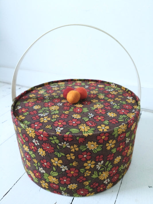 Boîte à couture/ petite travailleuse tissu flower power