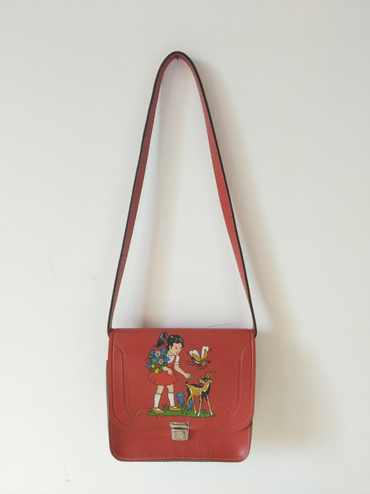 Petit sac bandoulière simili cuir 60's