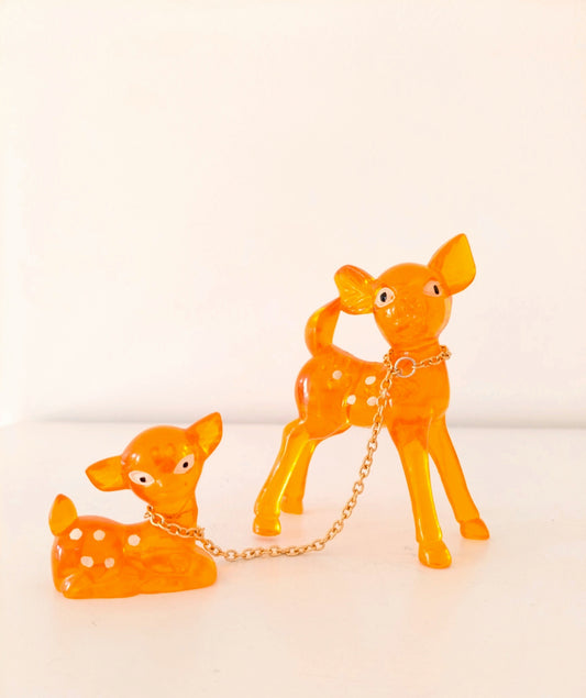 Ensemble Bambi biche et son faon en plastique made in Hong-Kong