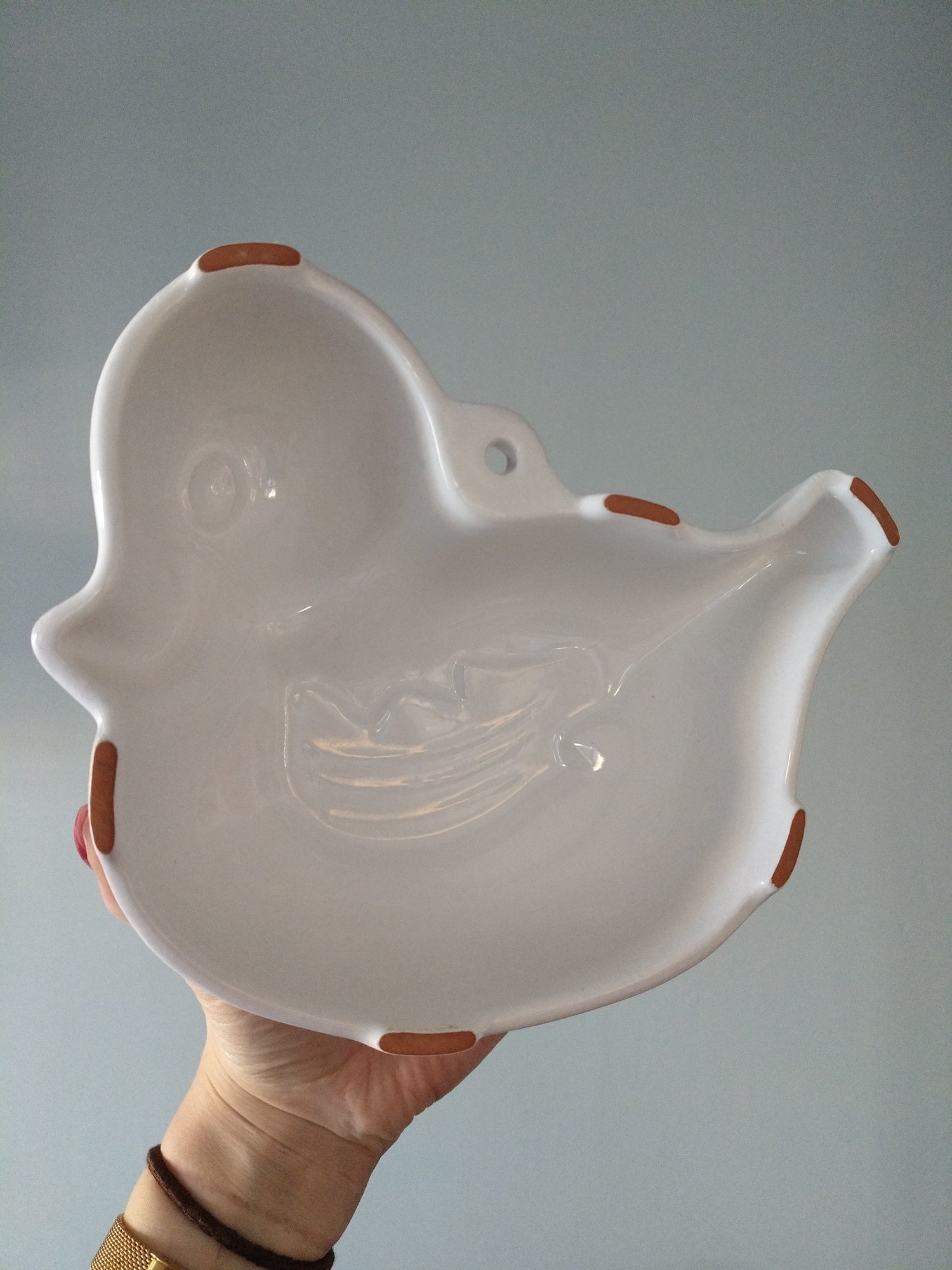 Ancien moule canard à pudding mural en porcelaine - cetaitmieuxavant