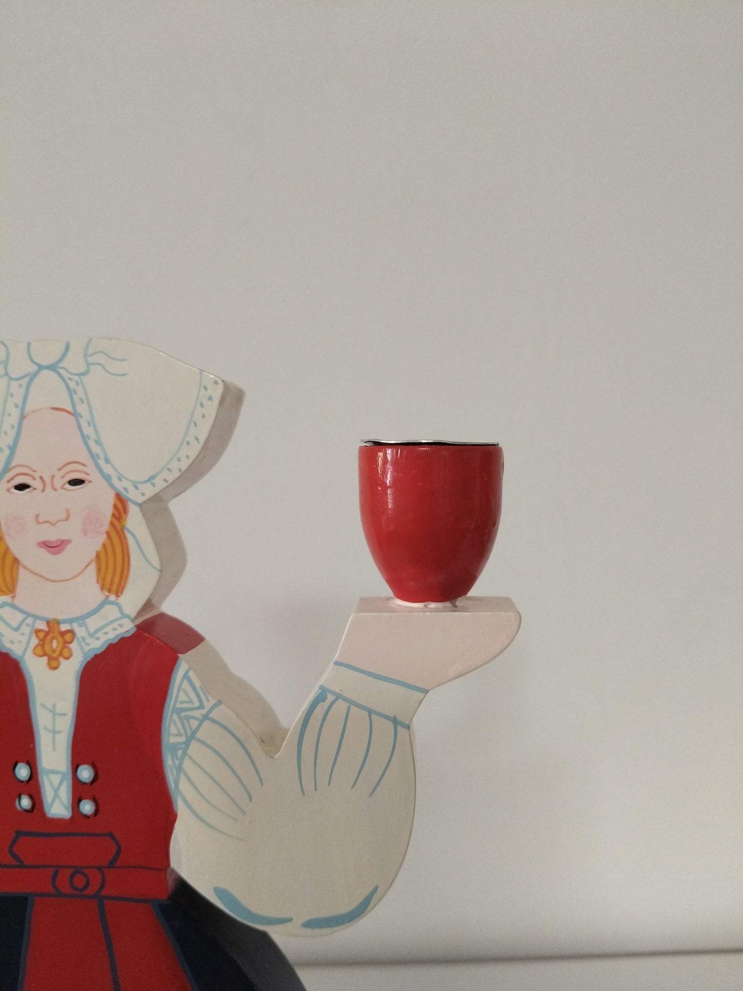Ensemble de 2 bougeoirs en bois folklore suédois par Lizzie Velander pour Ikea 80's