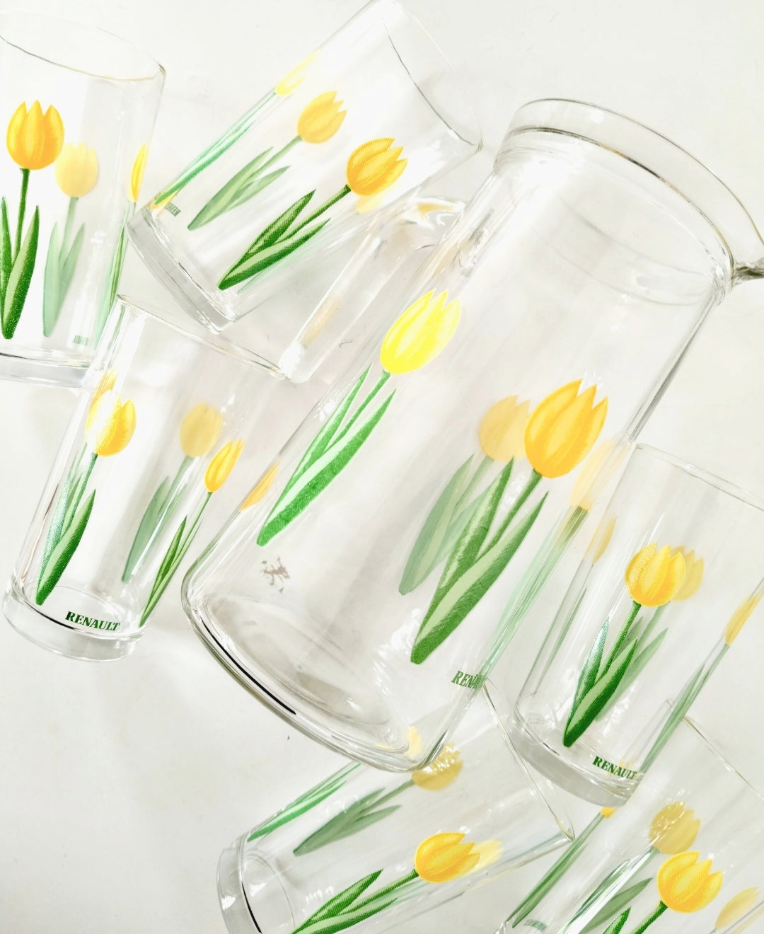Ensemble carafe et 6 verres publicitaires Renault Italy - cetaitmieuxavant