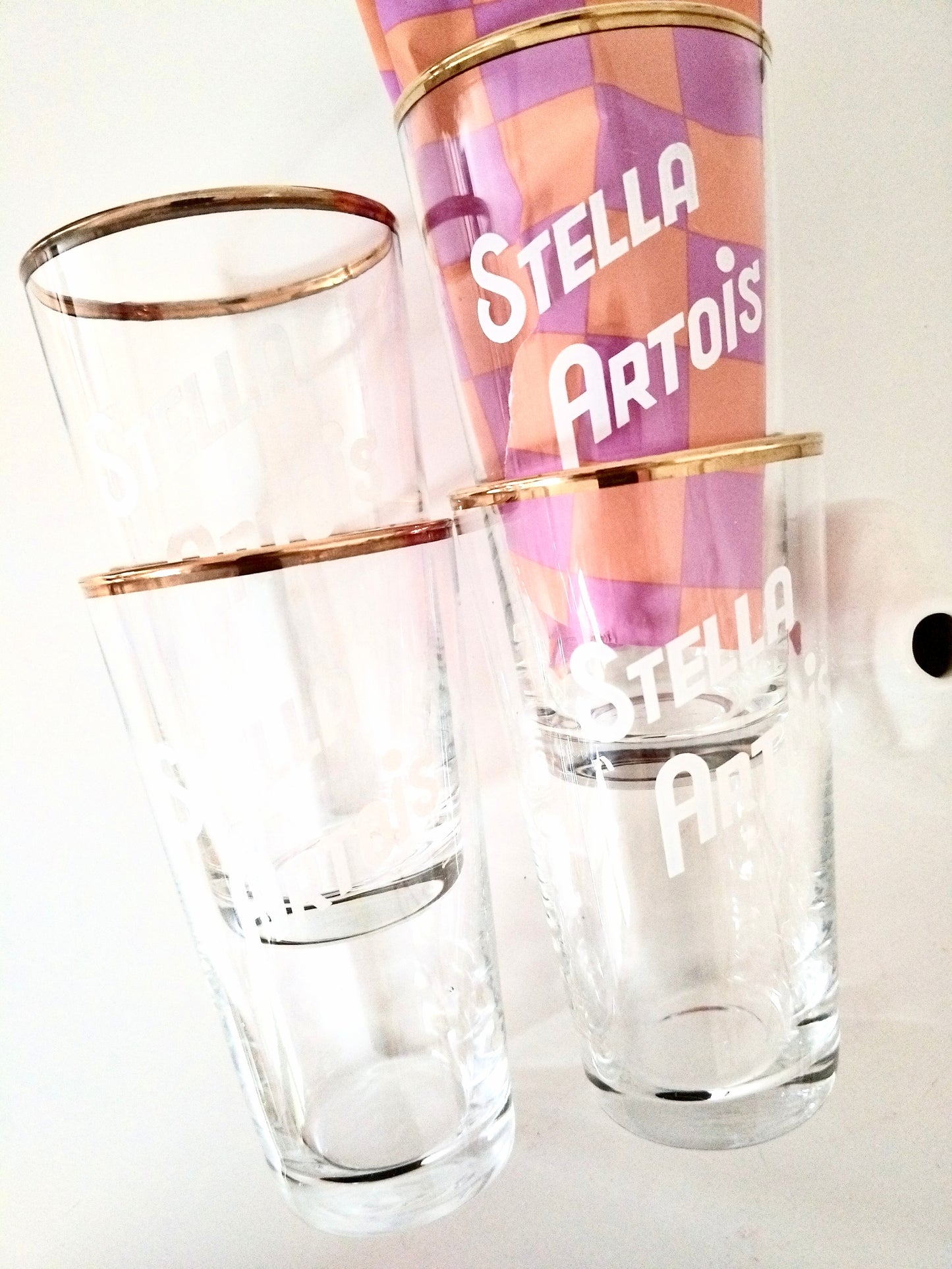 4 anciens verres publicitaires bière Stella Artois