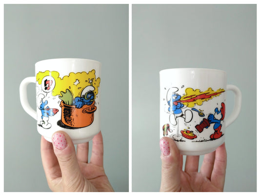 Tasse/ mug Arcopal publicitaire Bénédictin Schtroumpfs Peyo 1983 - cetaitmieuxavant