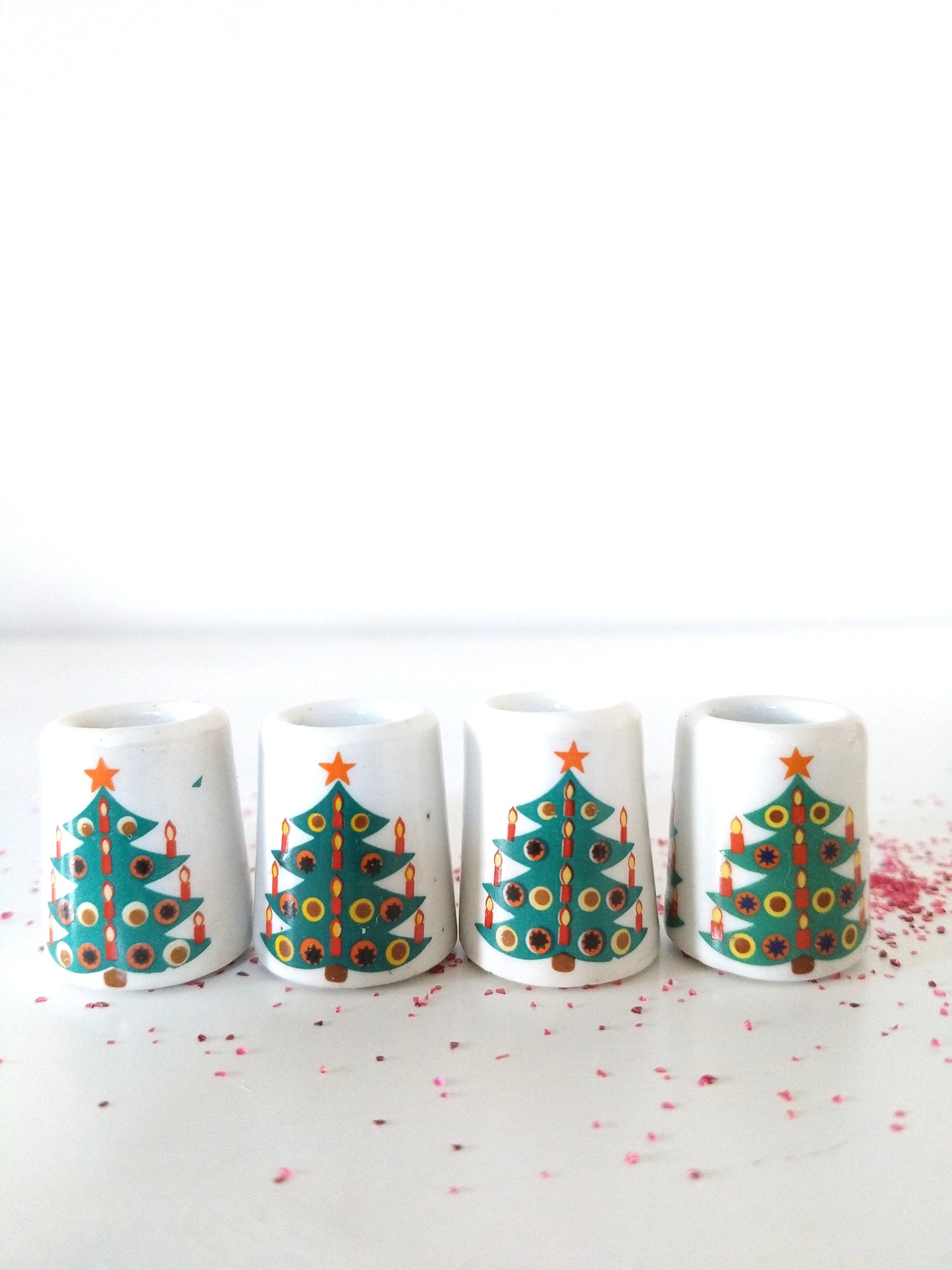 Duo de mini-bougeoirs de Noël décor sapin Germany + bougies blanches