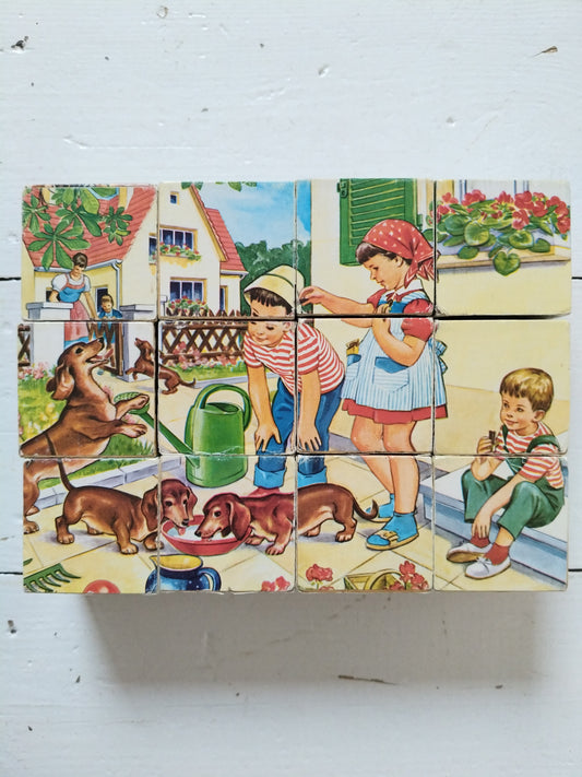 Ancien puzzle cubes en bois Hermann Eichhorn Germany - cetaitmieuxavant