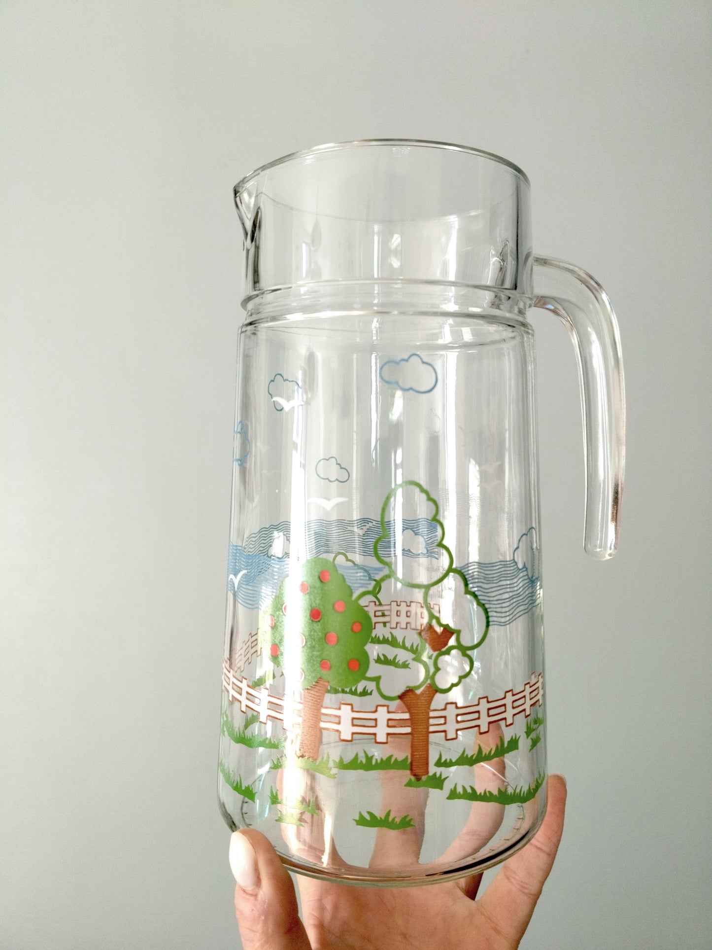 Carafe pichet cruche en verre Duralex décor campagnard