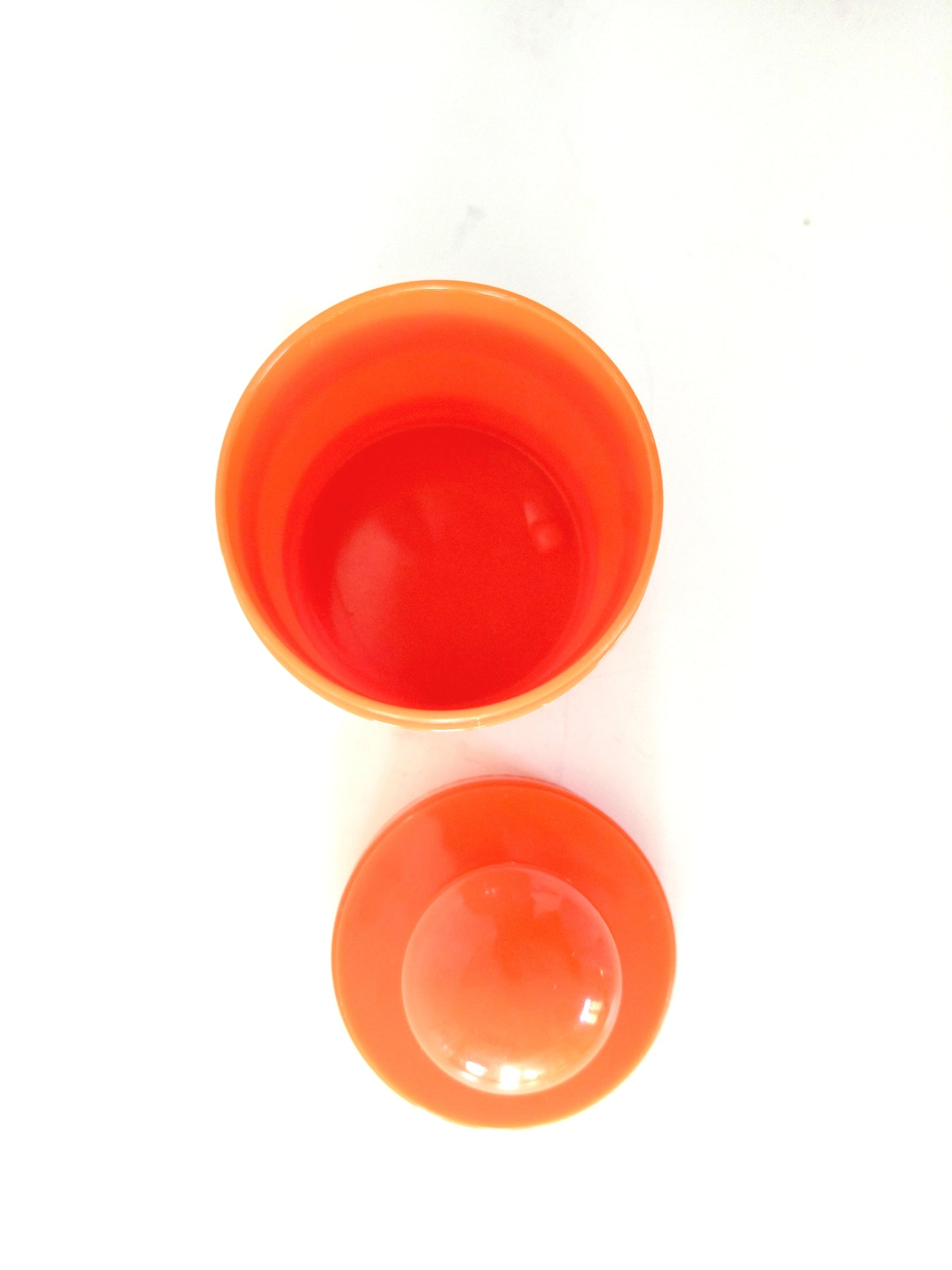 Petit pot à condiments en plastique orange Vitri West Germany