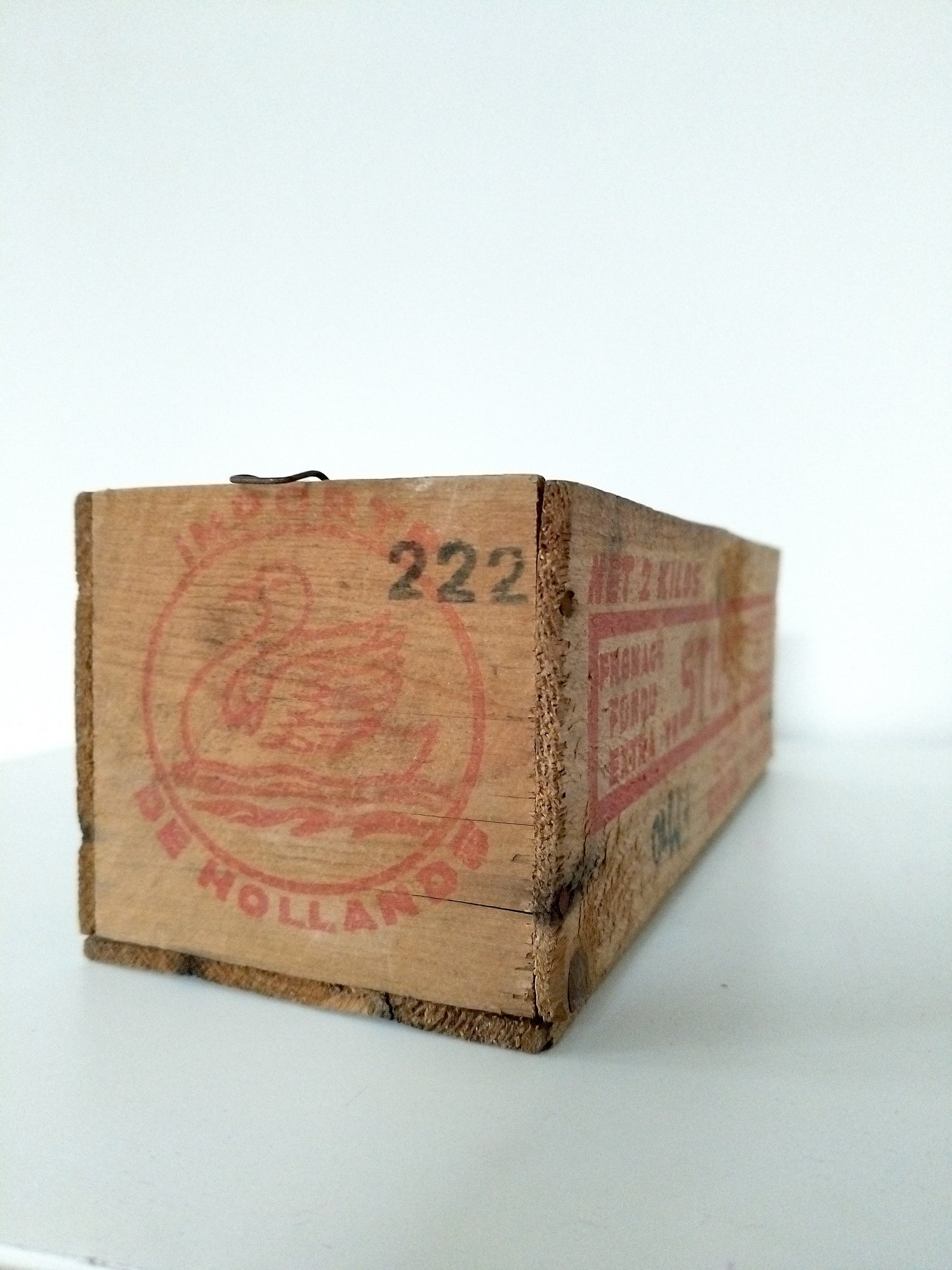 Ancienne boîte publicitaire en bois fromage Gouda Holland - cetaitmieuxavant