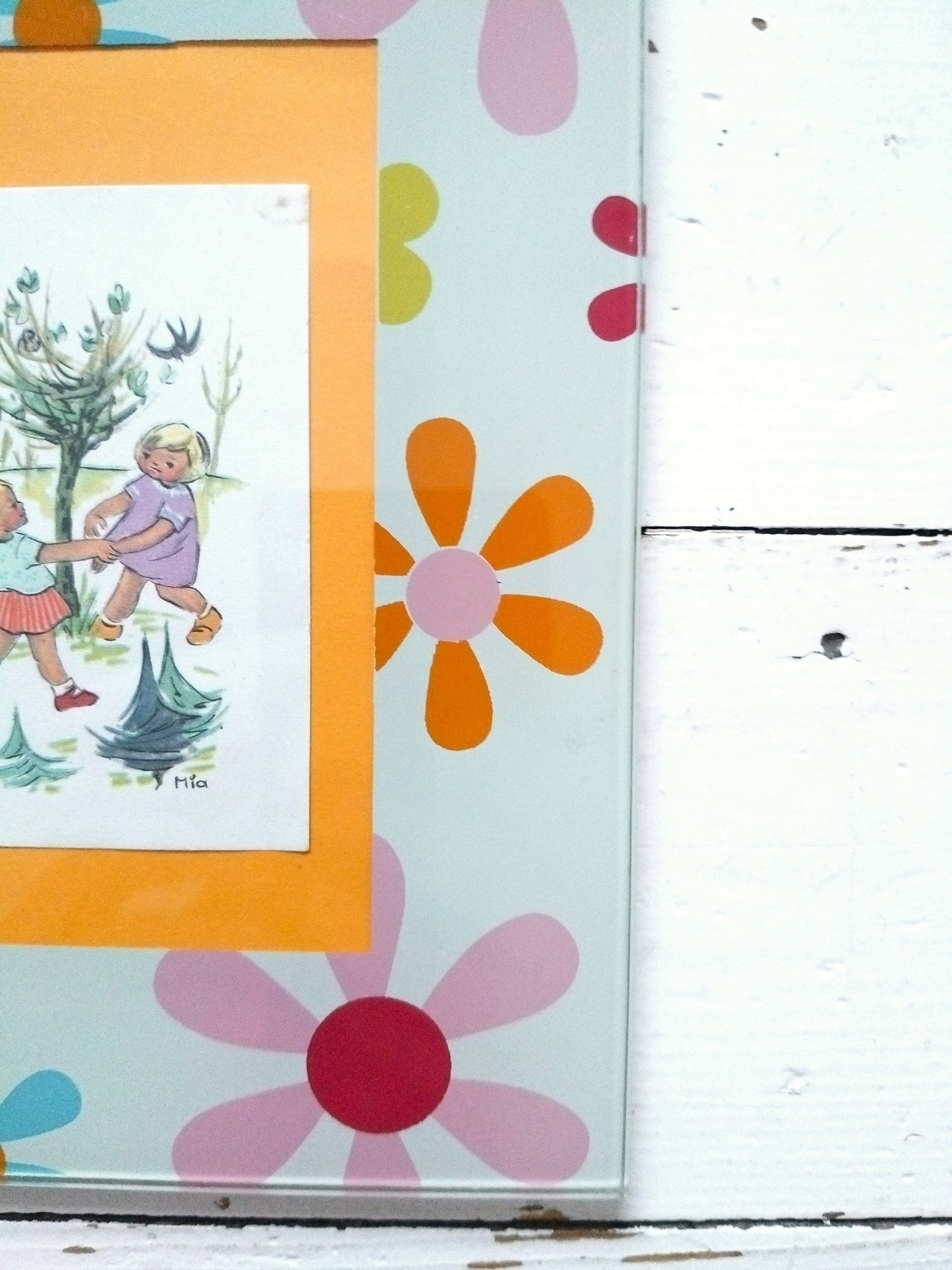 Cadre flower power en verre à poser