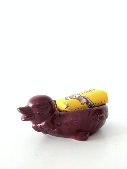 Vide-poches/ porte-savon canard en céramique