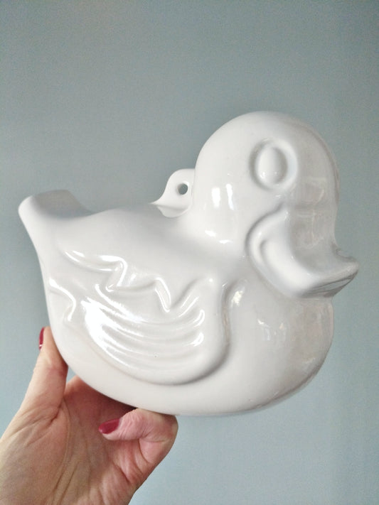 Ancien moule canard à pudding mural en porcelaine - cetaitmieuxavant
