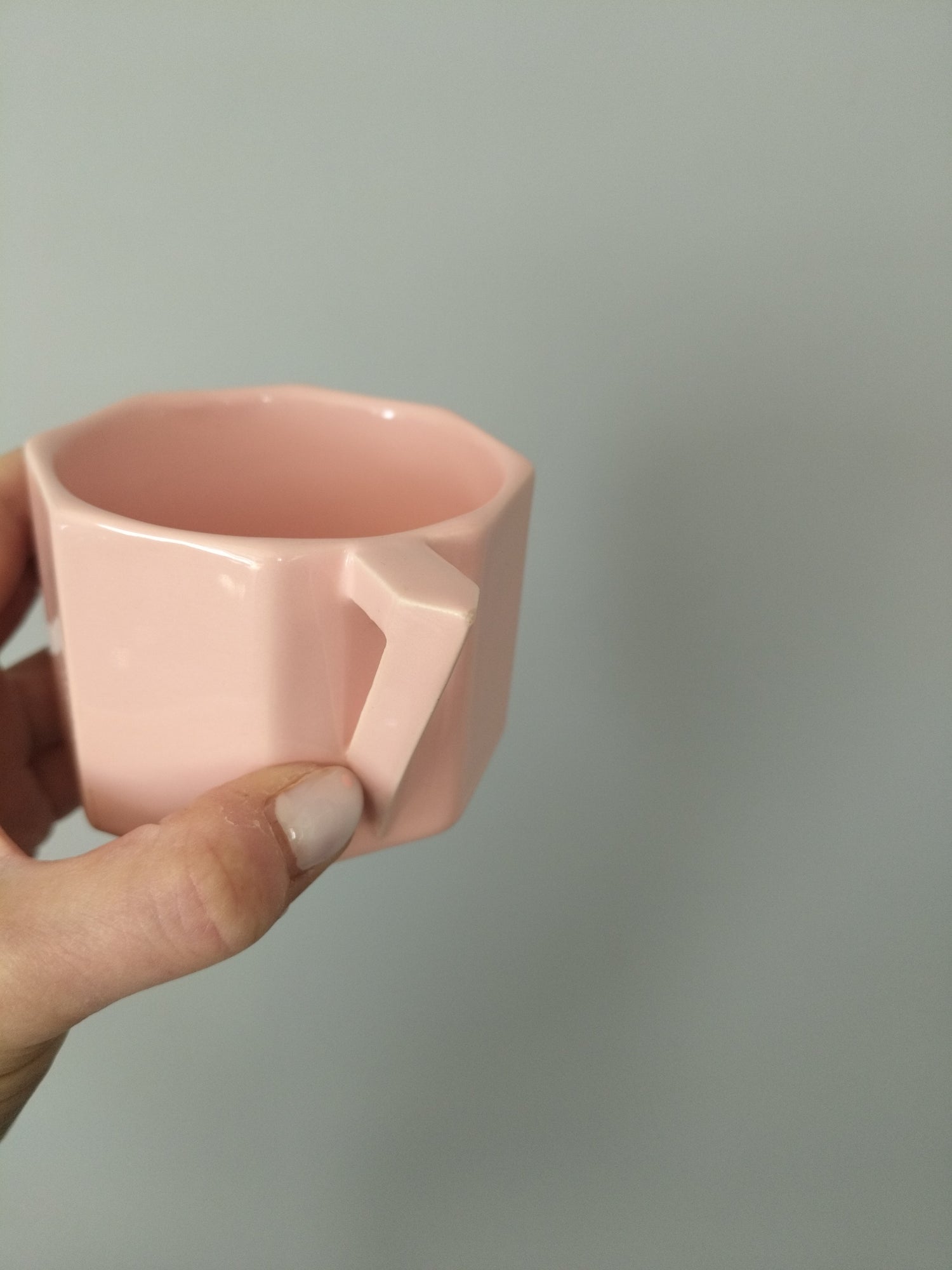 Ensemble de deux tasses + sous-tasses octogonales en porcelaine rose 90's - cetaitmieuxavant
