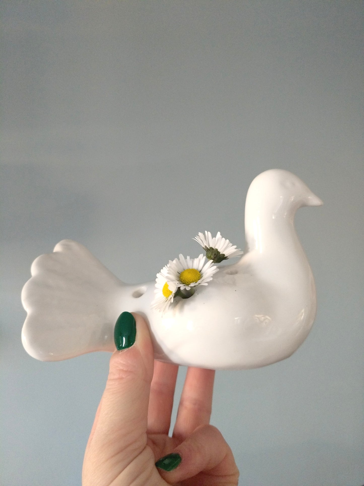 Pique-fleurs colombe en céramique