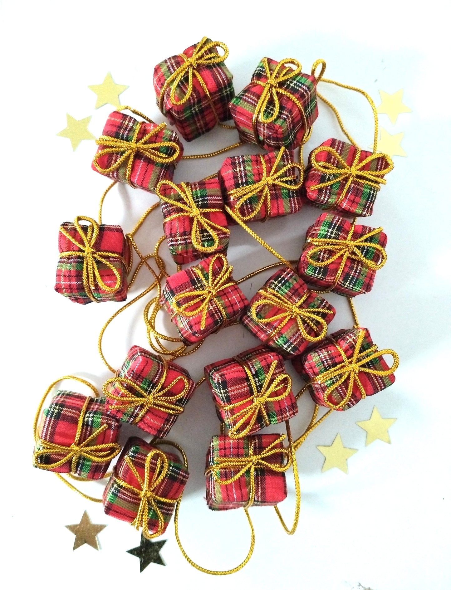 Guirlande de Noël cadeaux tissu tartan/ écossais