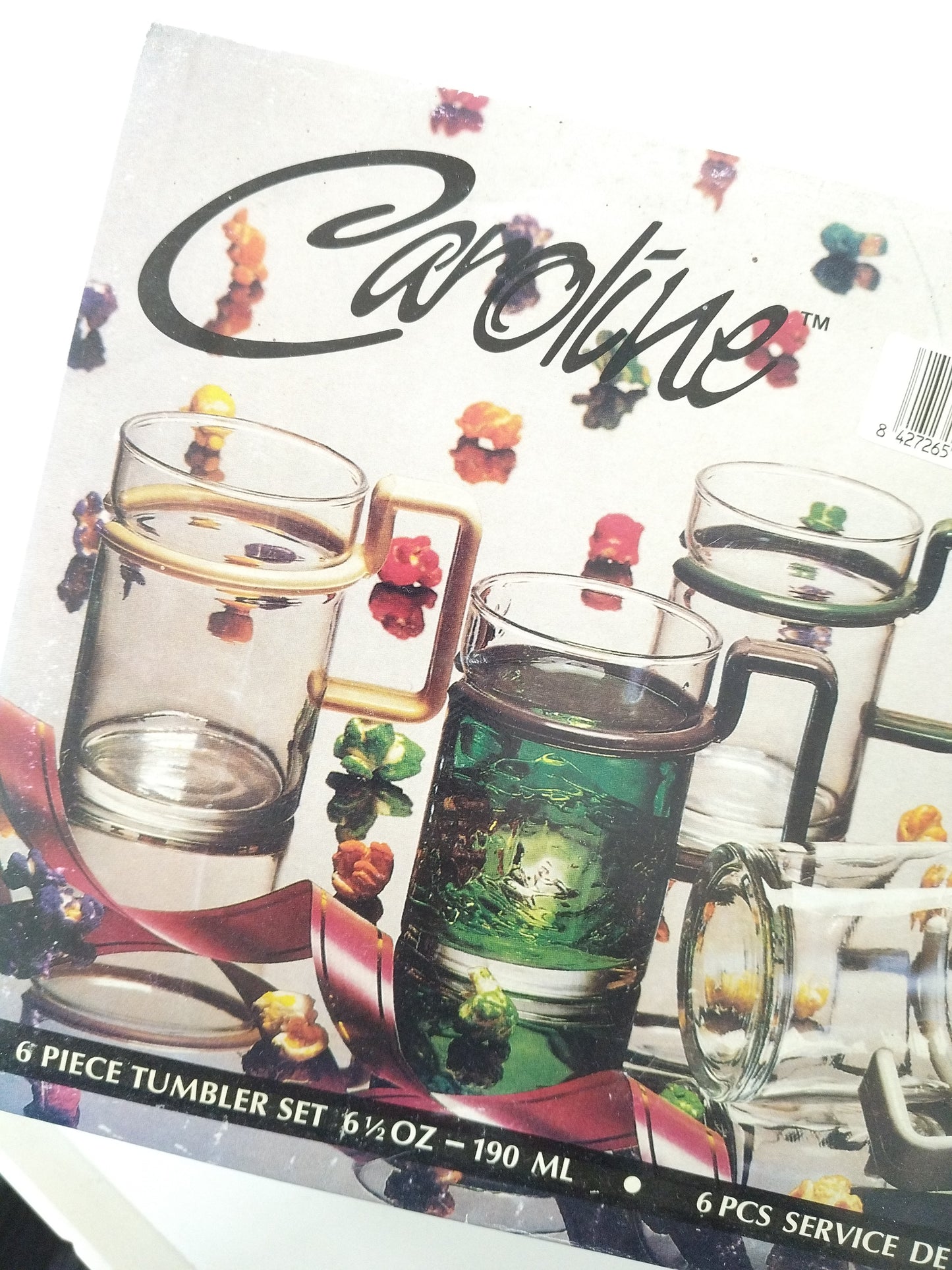Ensemble de 6 tasses en verre et plastique 80's