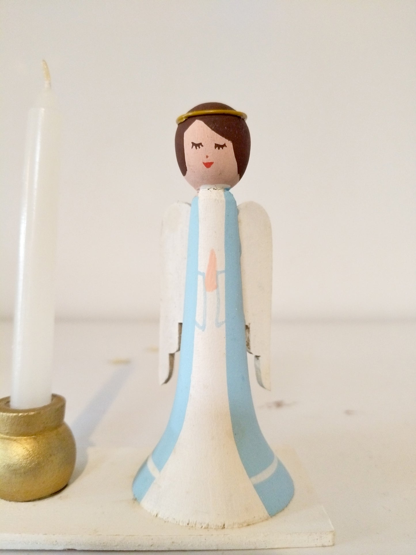 Bougeoir ange en bois Bo-Svensk Hemslöjd Suède Sweden à l'unité