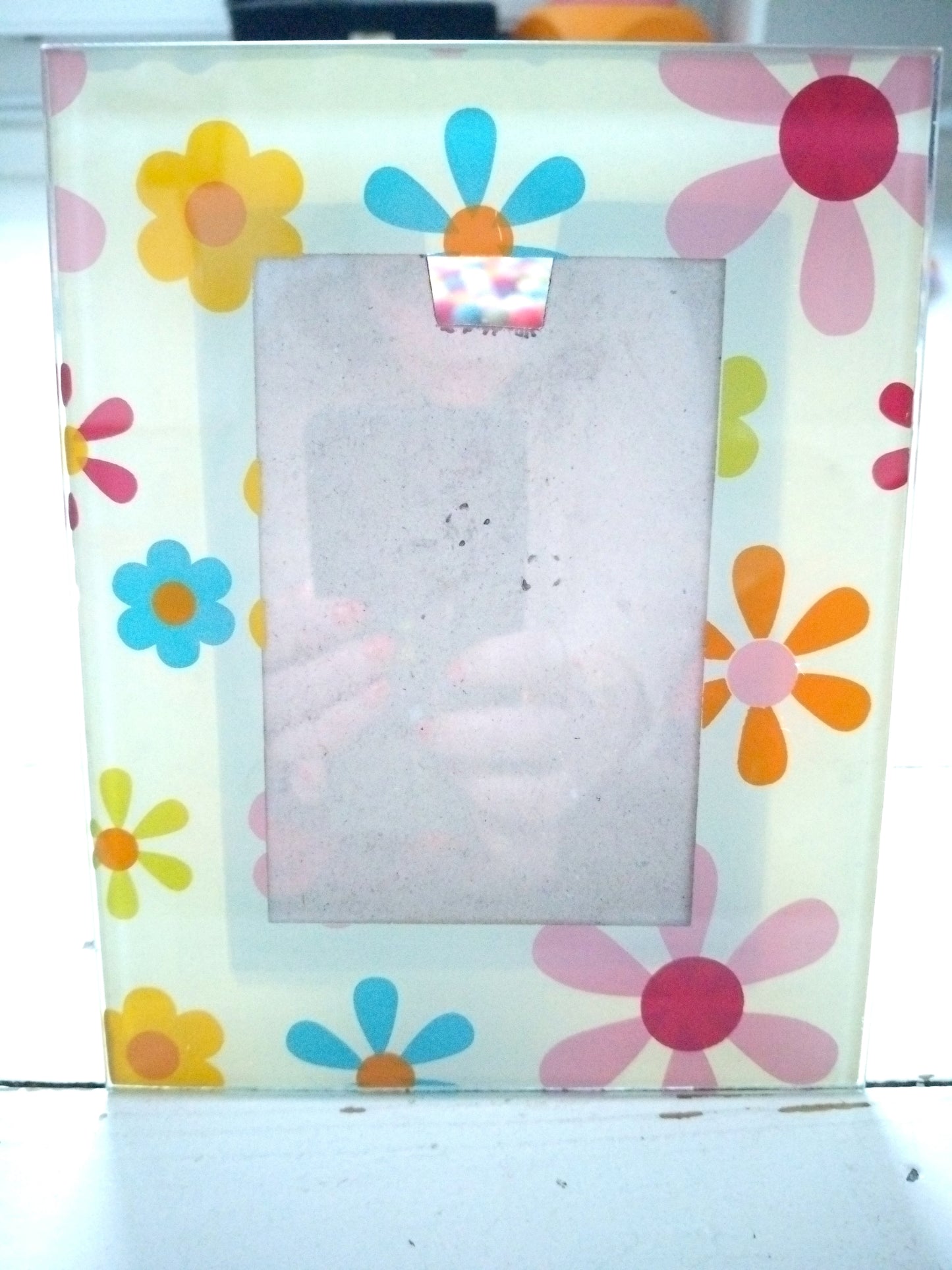 Cadre flower power en verre à poser