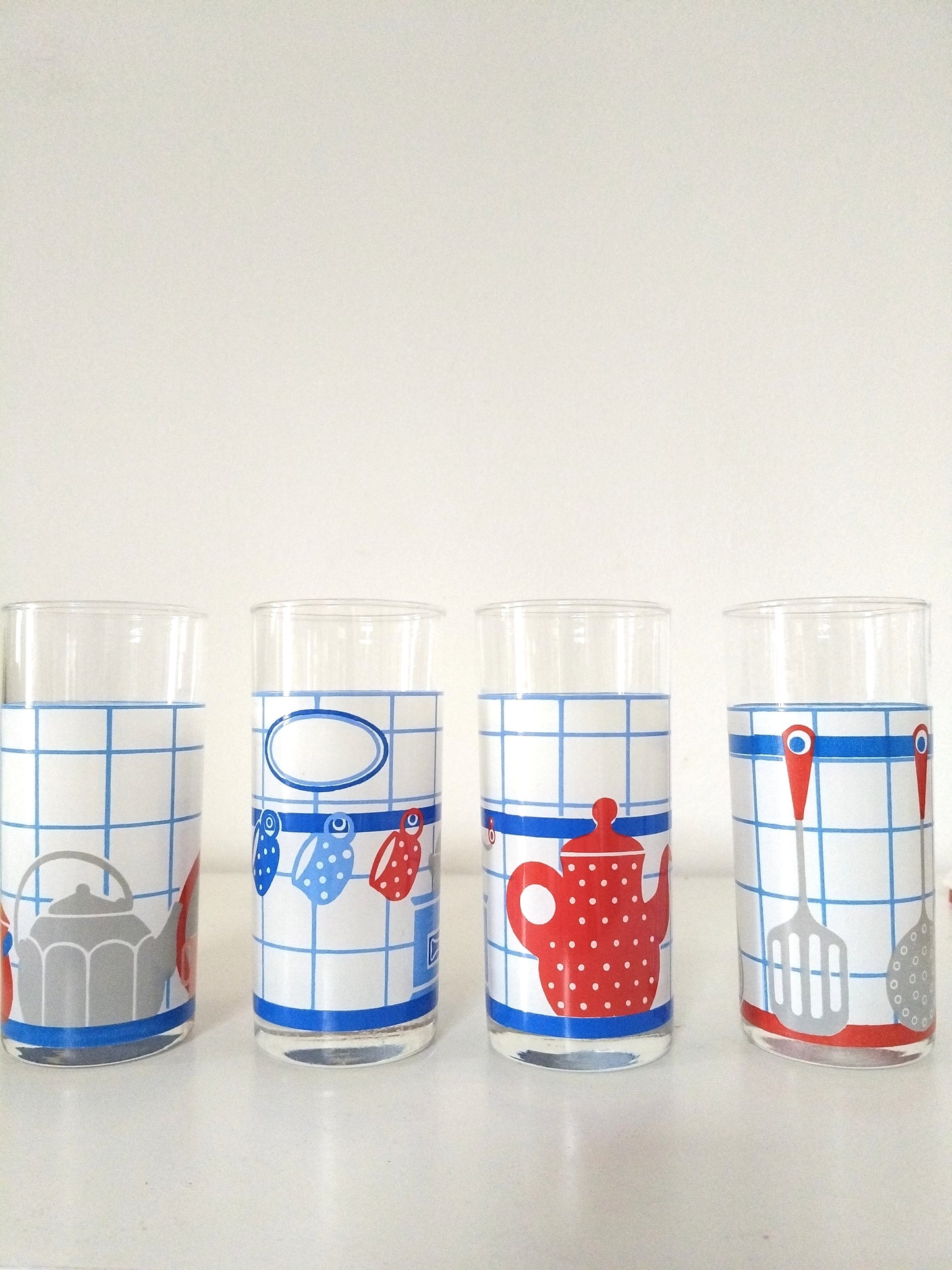 Ensemble de 4 verres décor kitchen